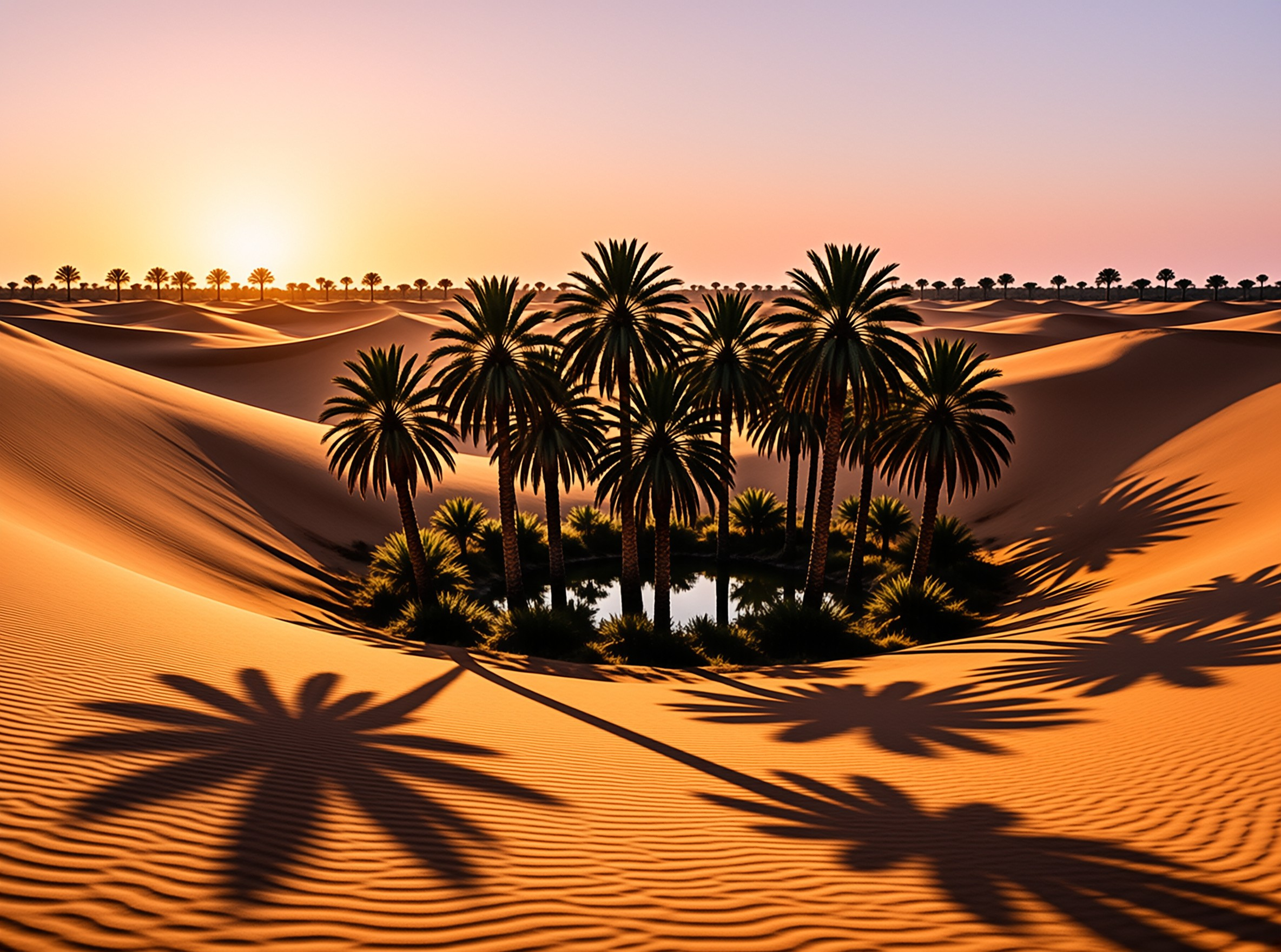 Desert Oasis at Sunset