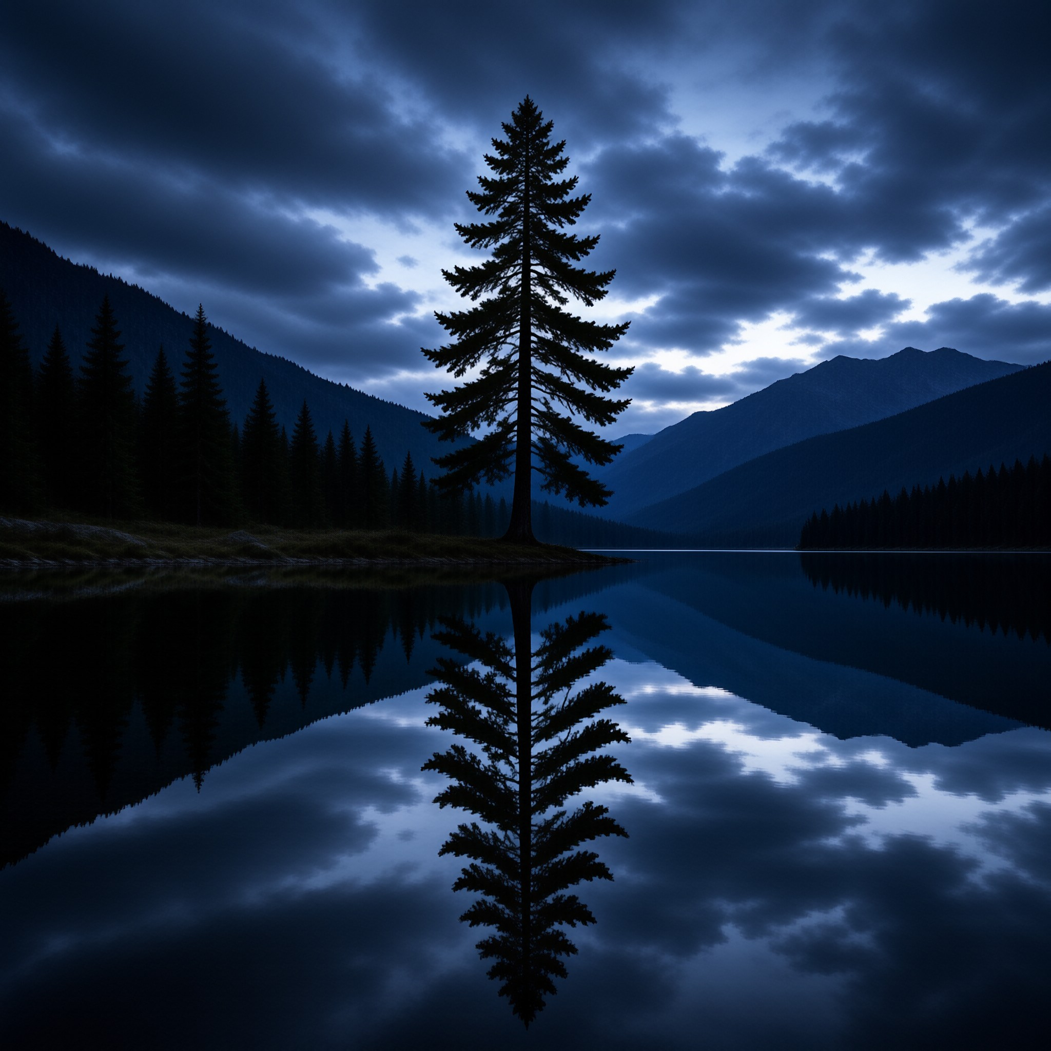 Solitary Tree Reflection