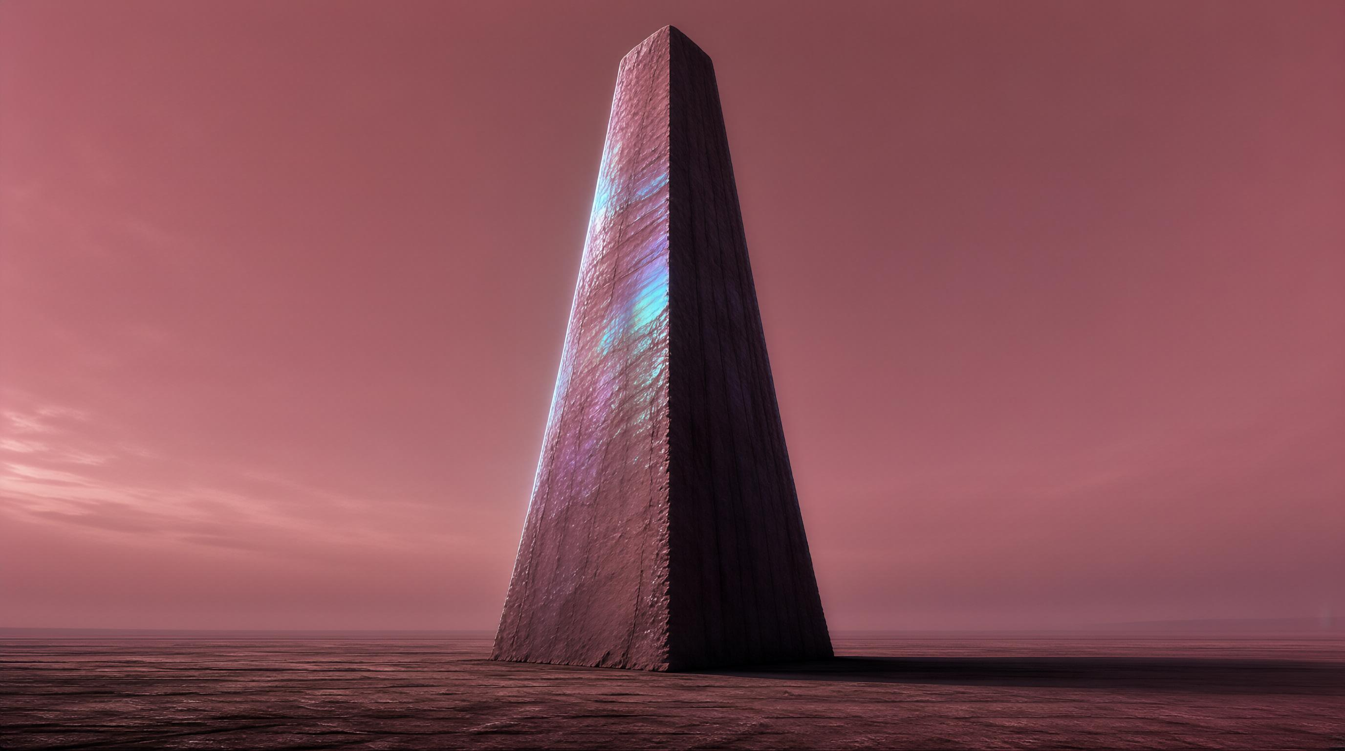 Mysterious Monolith in Pink Landscape