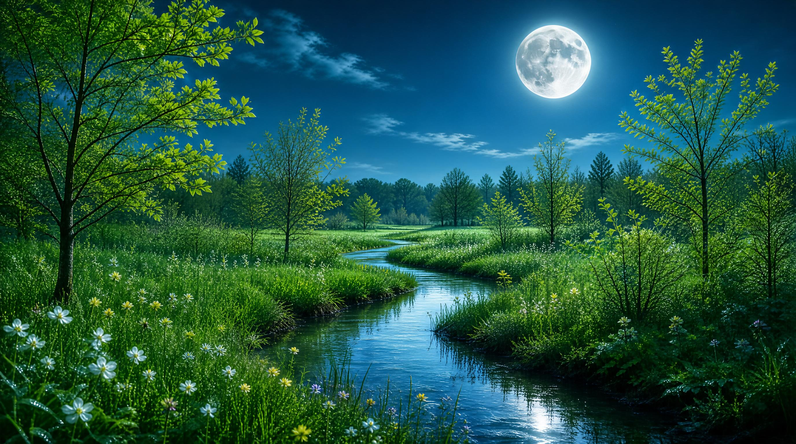 Moonlit River Valley