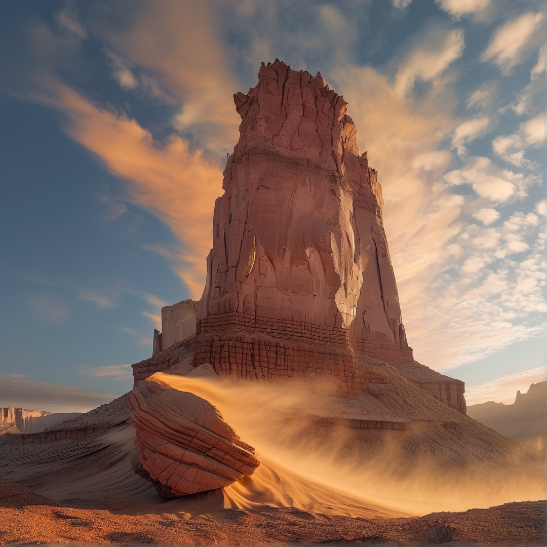 Desert Monolith at Sunset