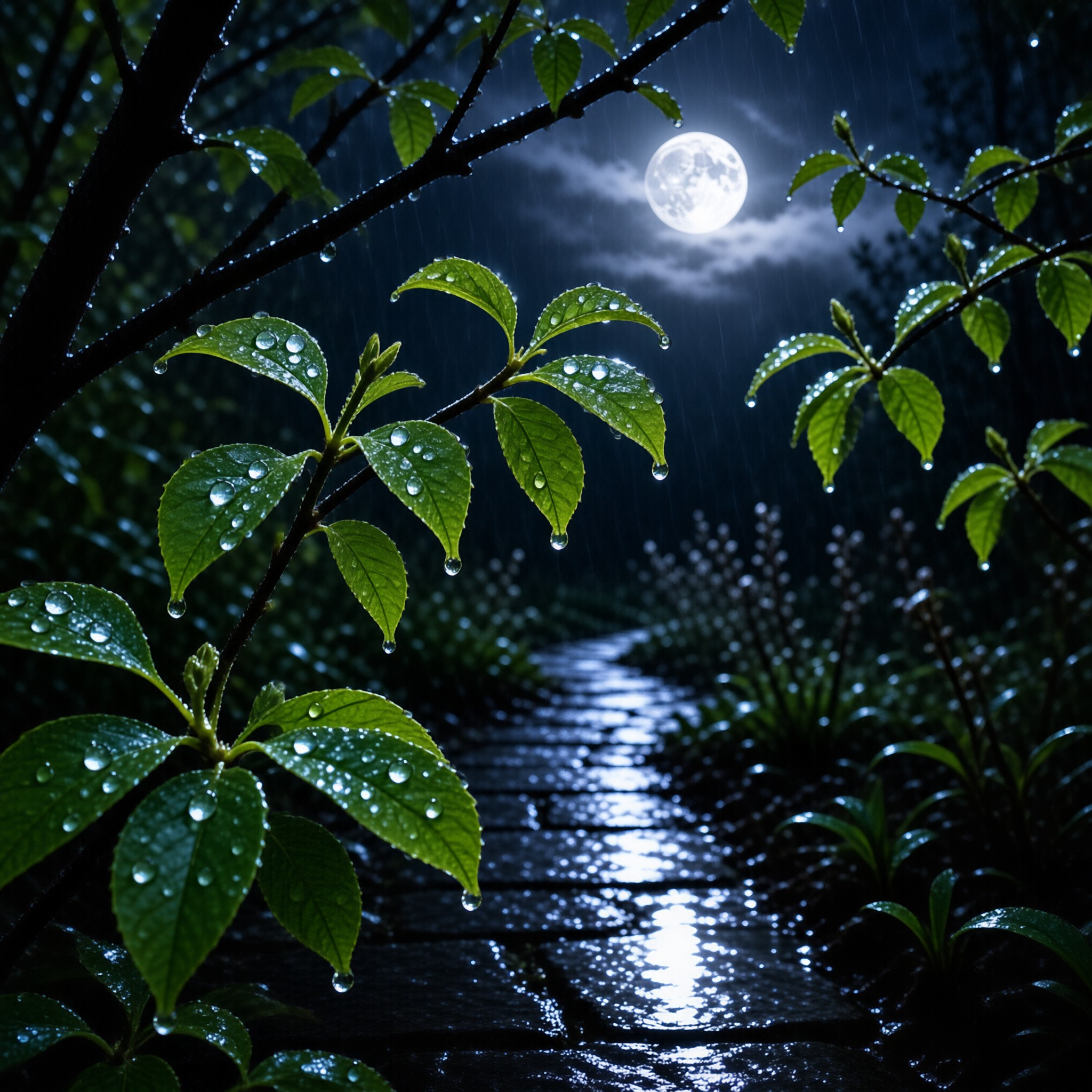 Moonlit Rainy Path