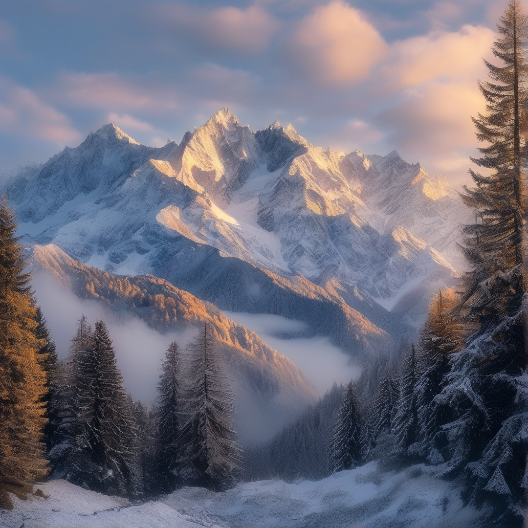 Golden Winter Peaks
