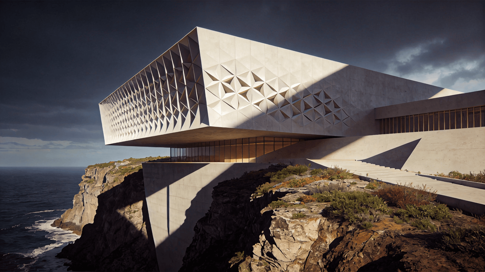 Cultural Center with Parametric Facade — Coastal Cliff