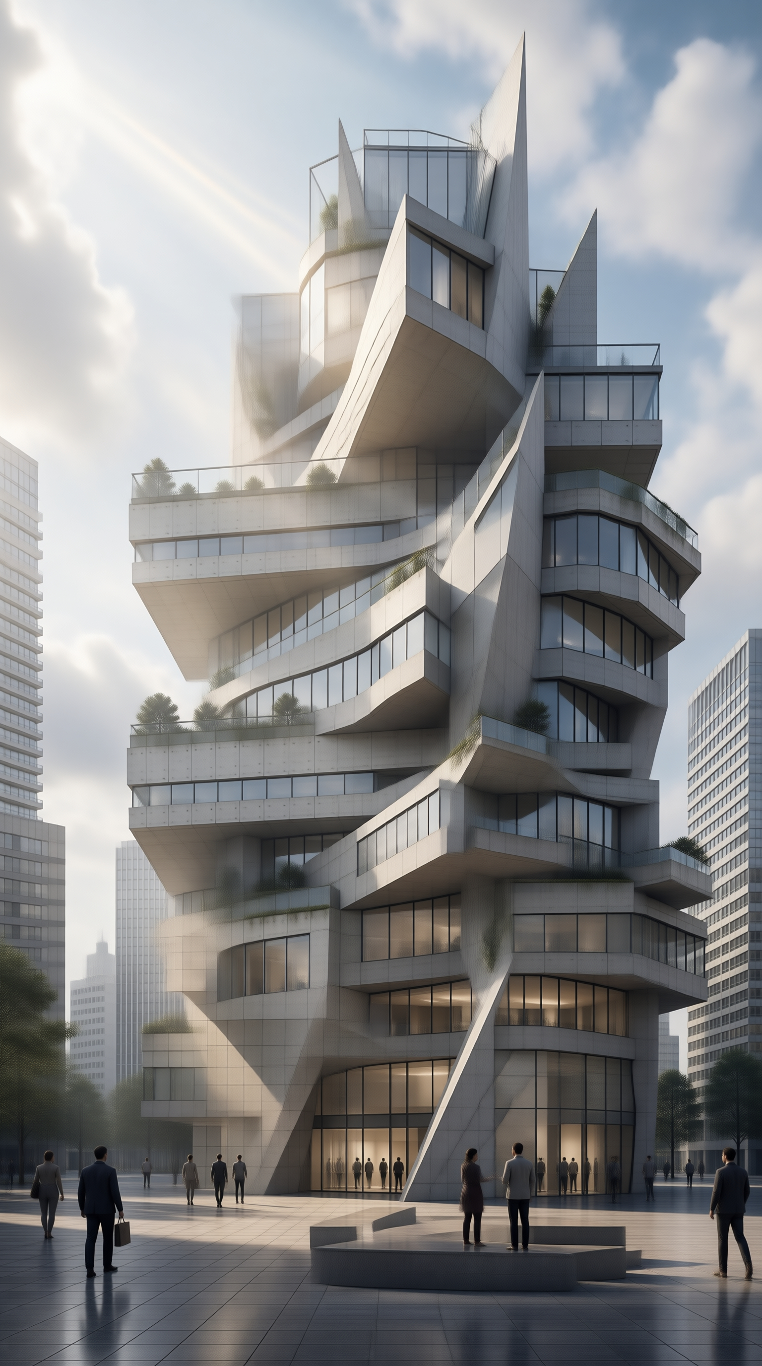Futuristic White Skyscraper