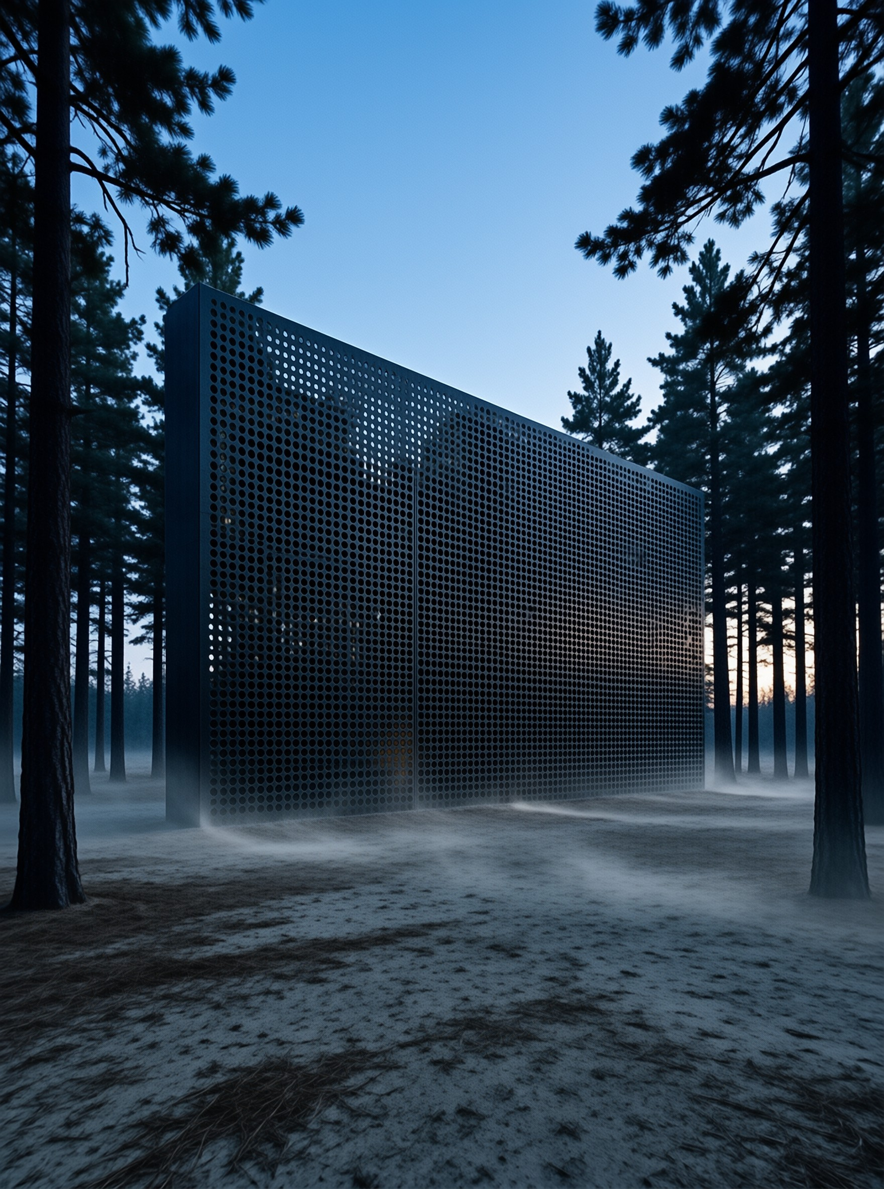 Metal Panel in Misty Forest
