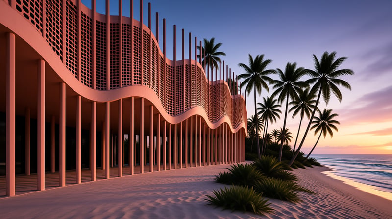Wavy Pink Beach Architecture