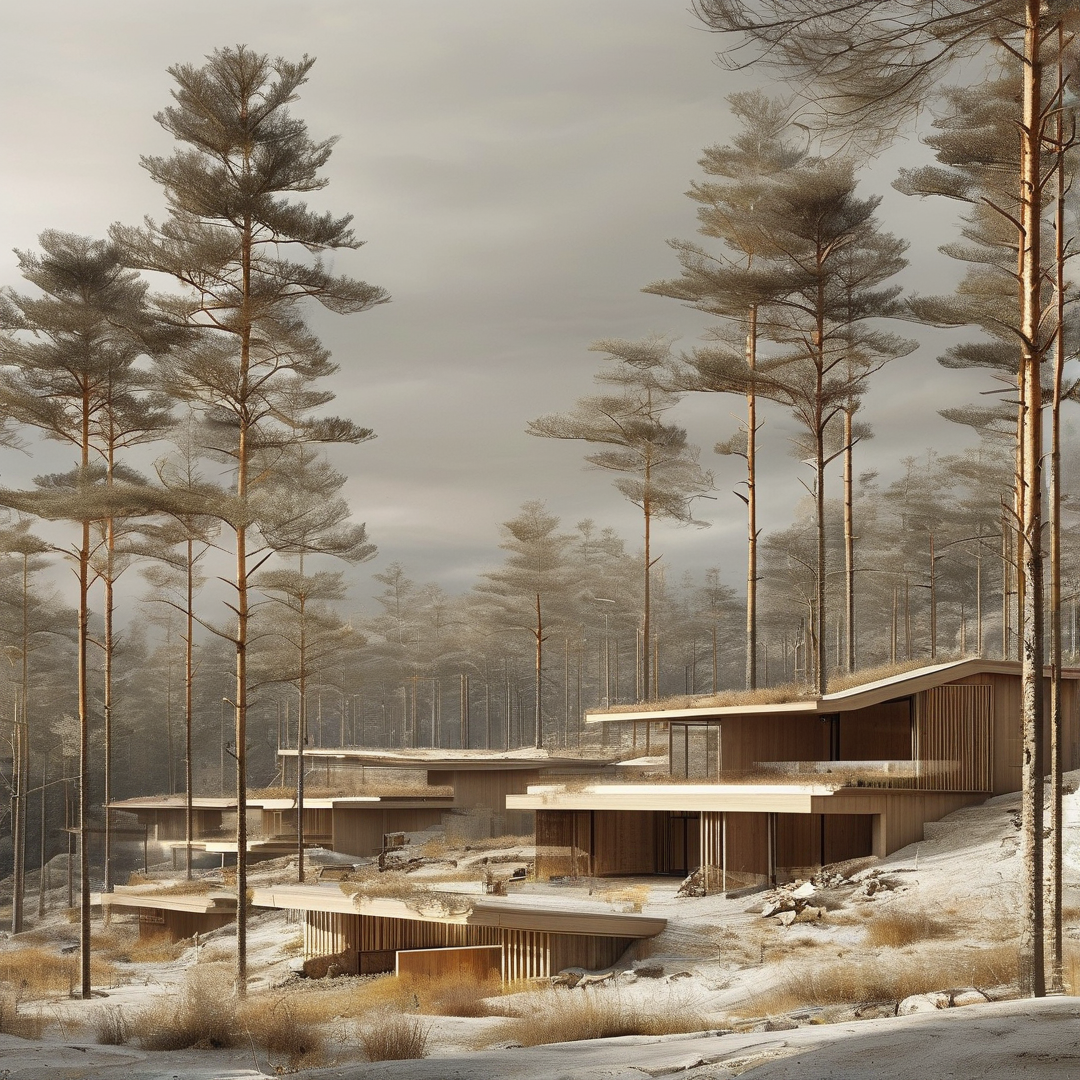 Modern Architecture in Snow