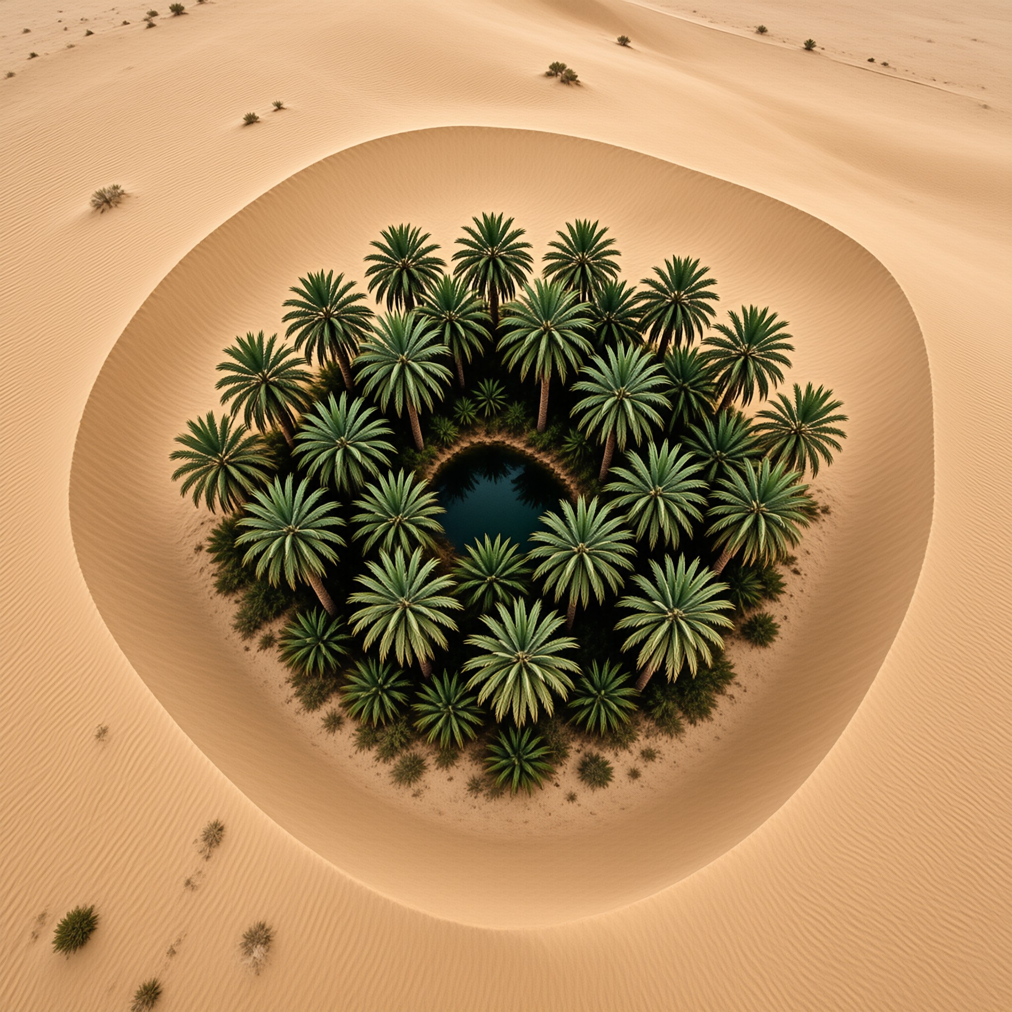 Desert Oasis with Palm Trees