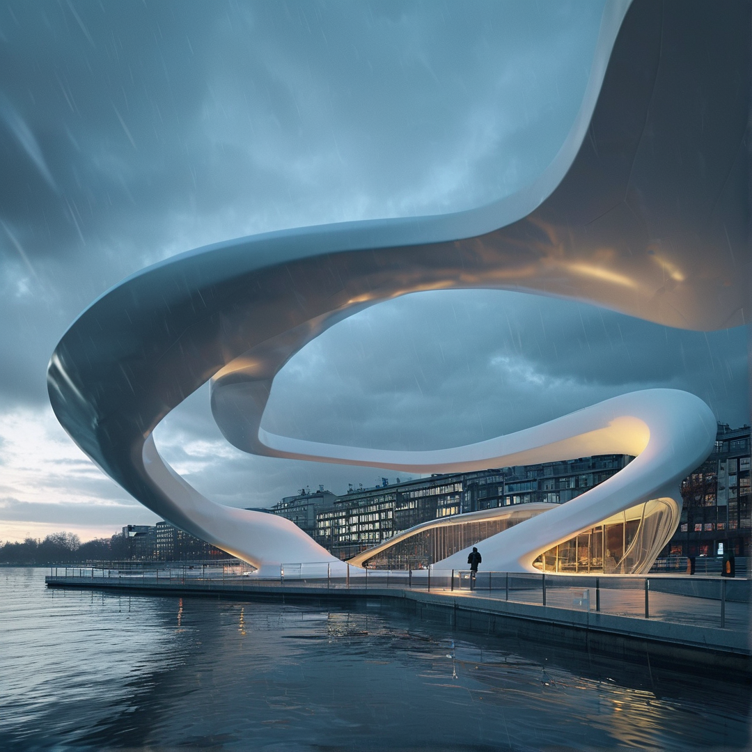 Futuristic Riverside Building