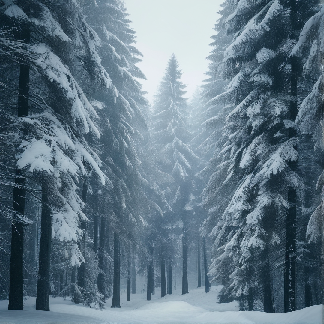 Misty Snowy Forest
