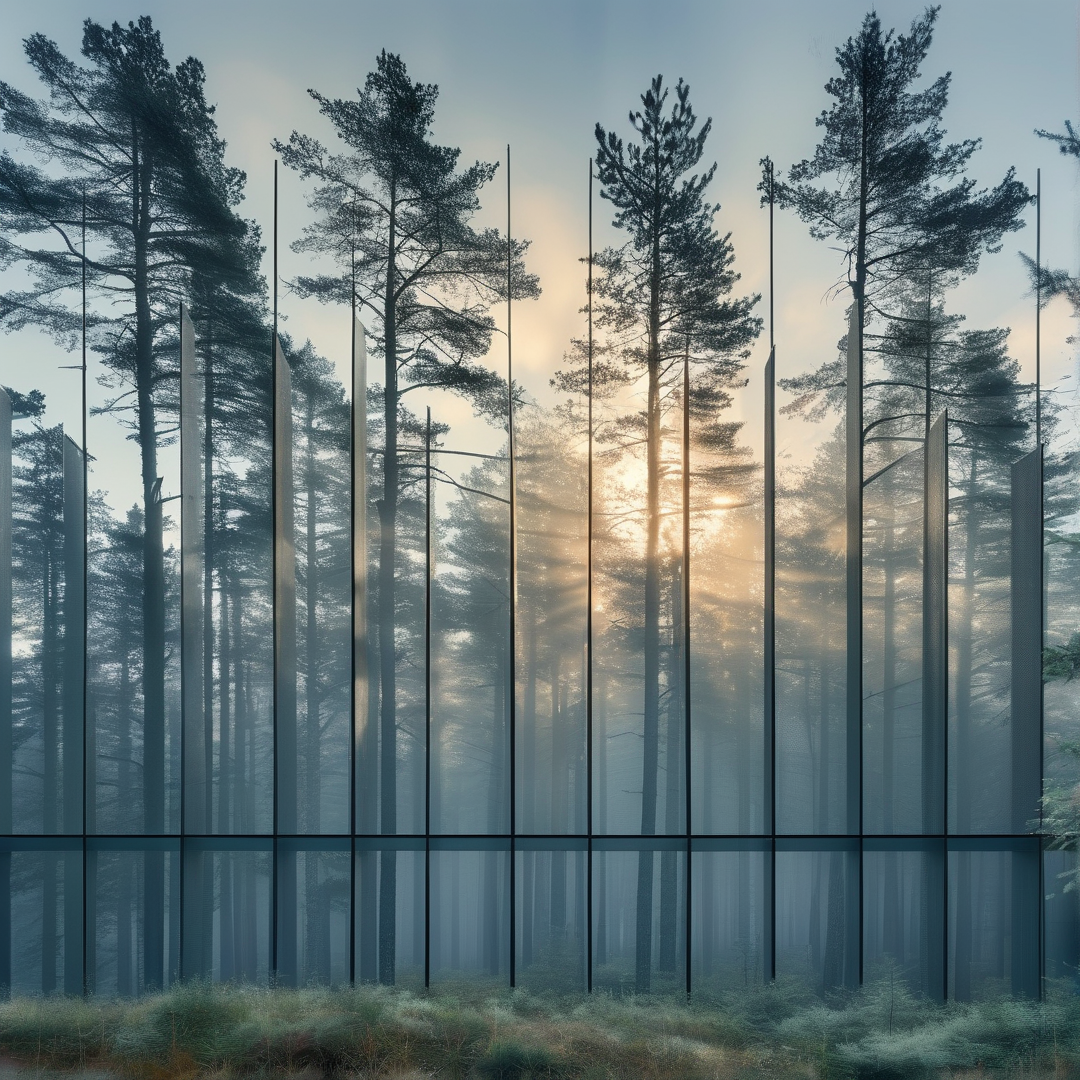 Misty Forest and Glass Wall