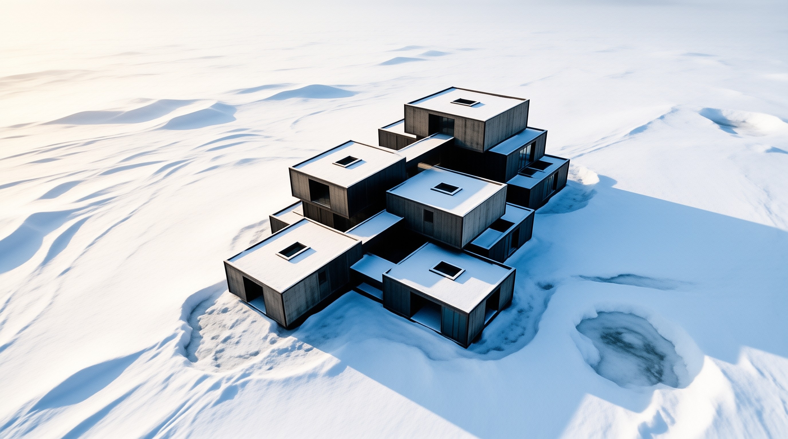 Modern Architecture in Snow