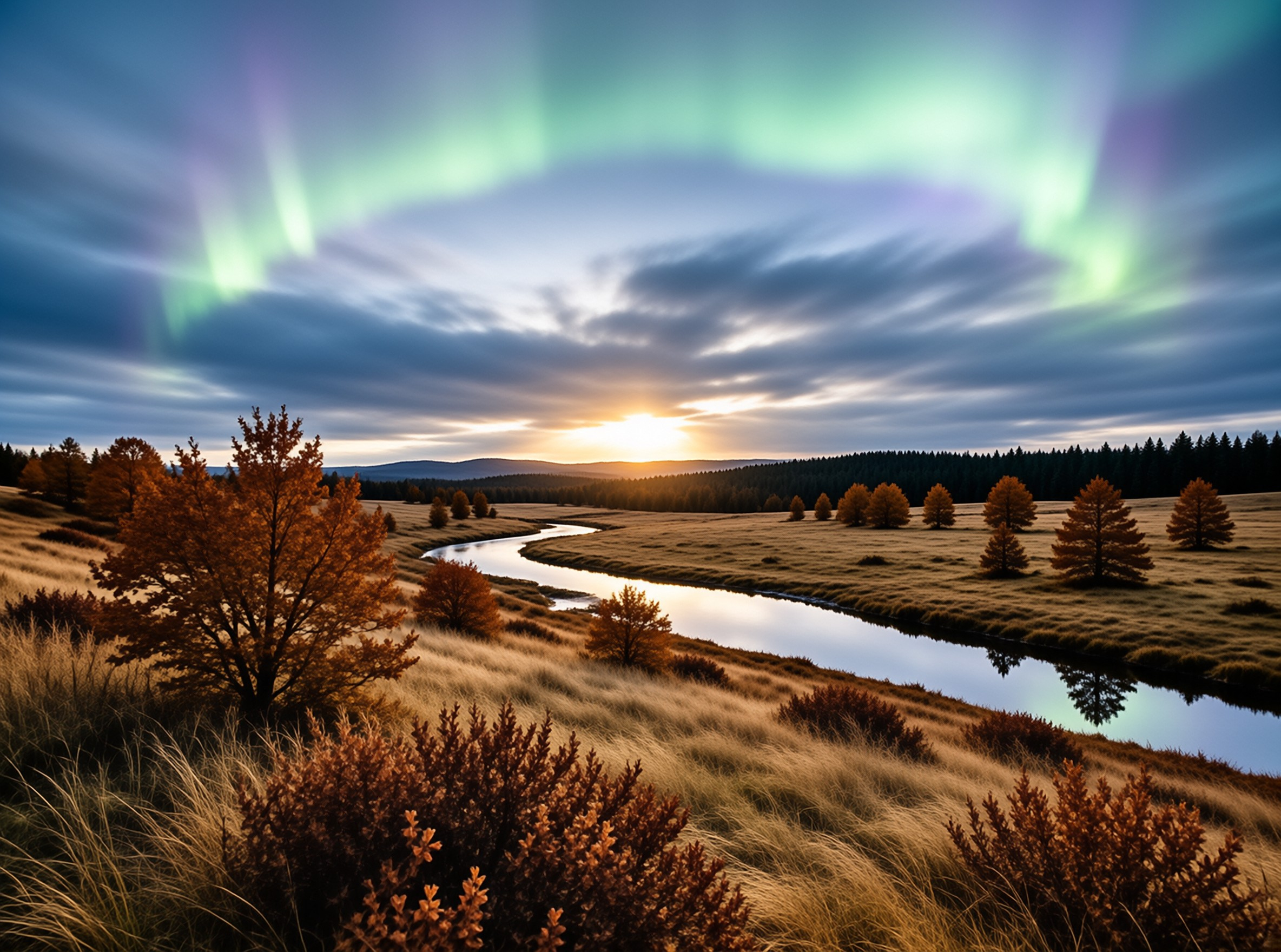 Aurora over River Valley