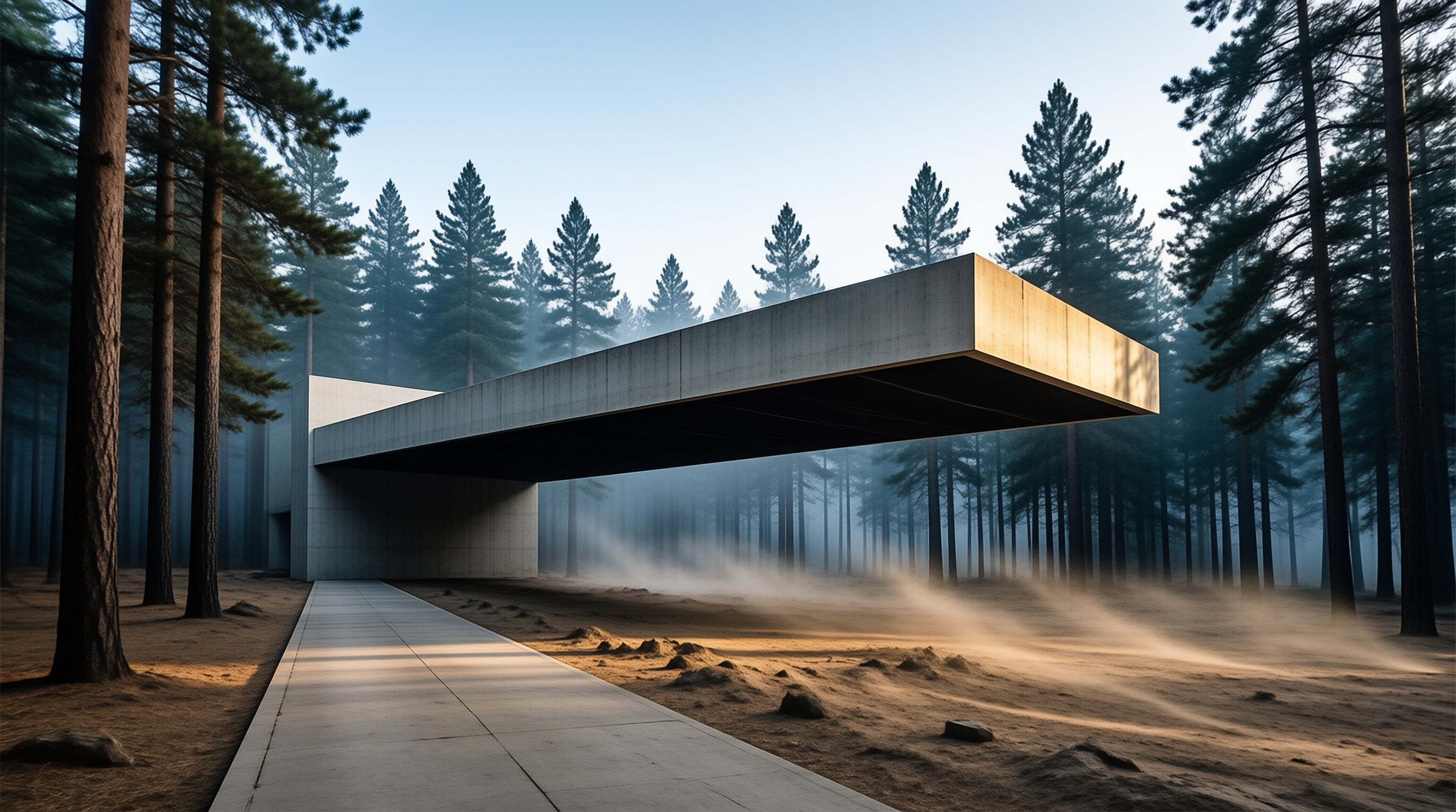 Concrete Bridge in Mist