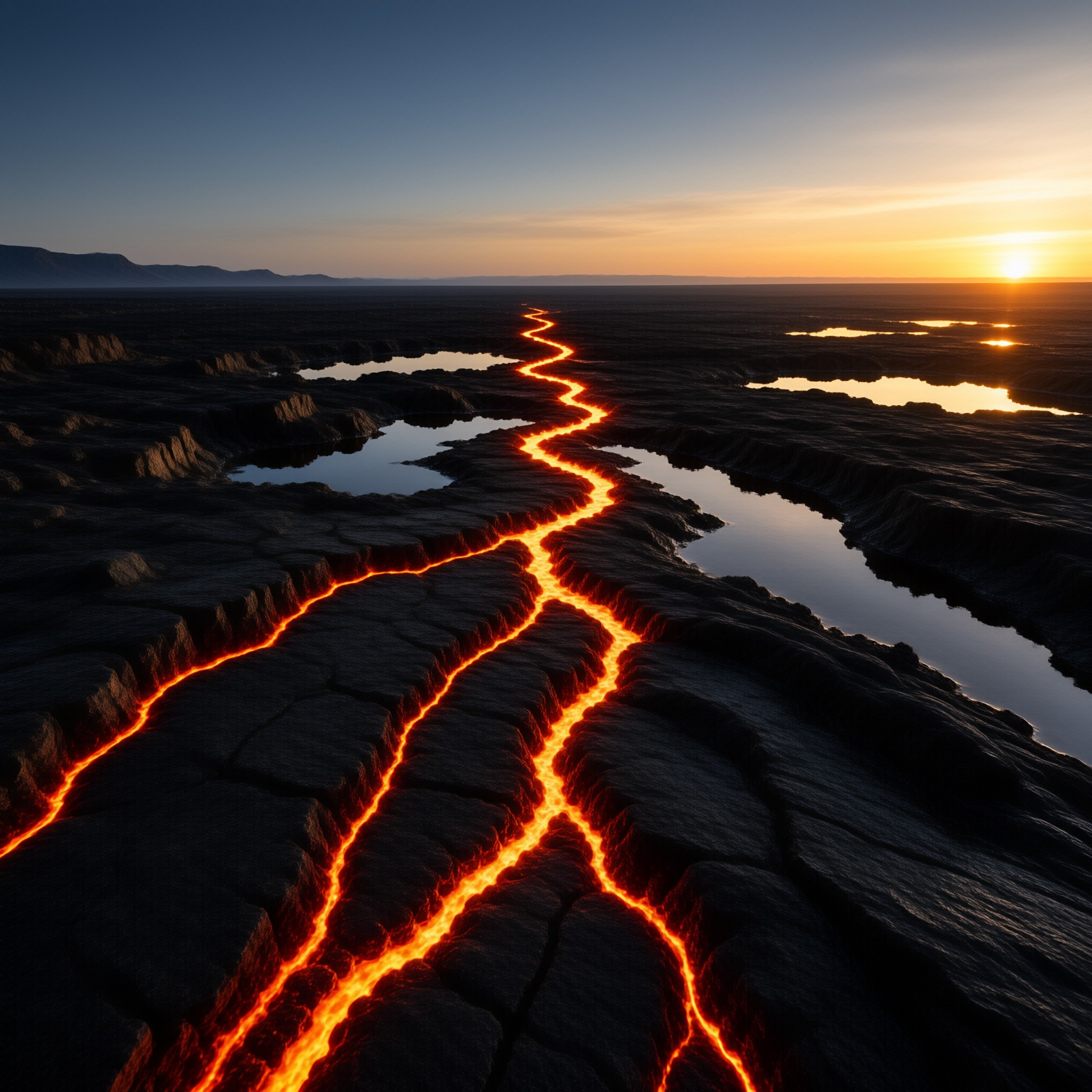 Lava Flow at Sunset