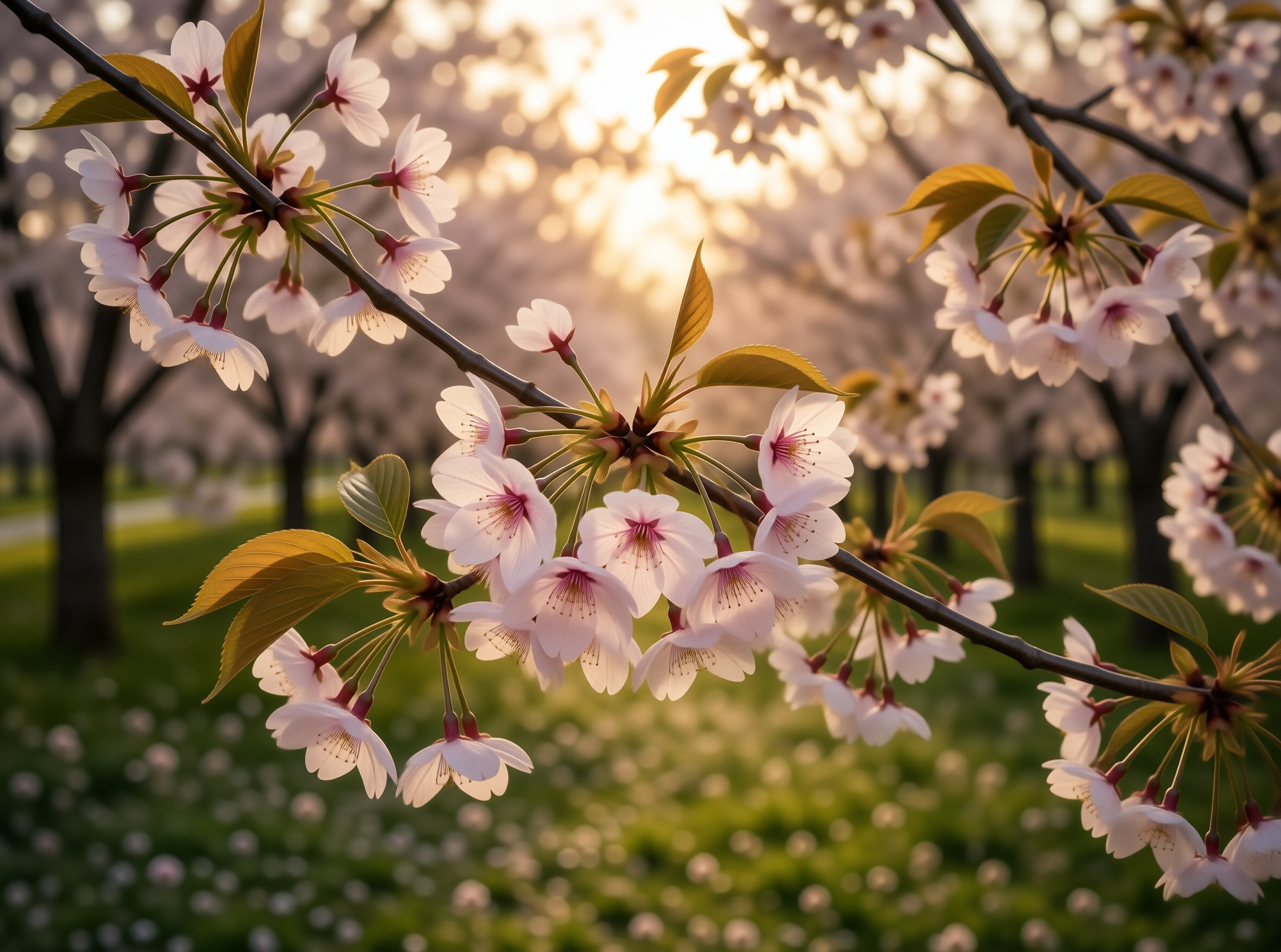 Cherry Blossoms at Sunset