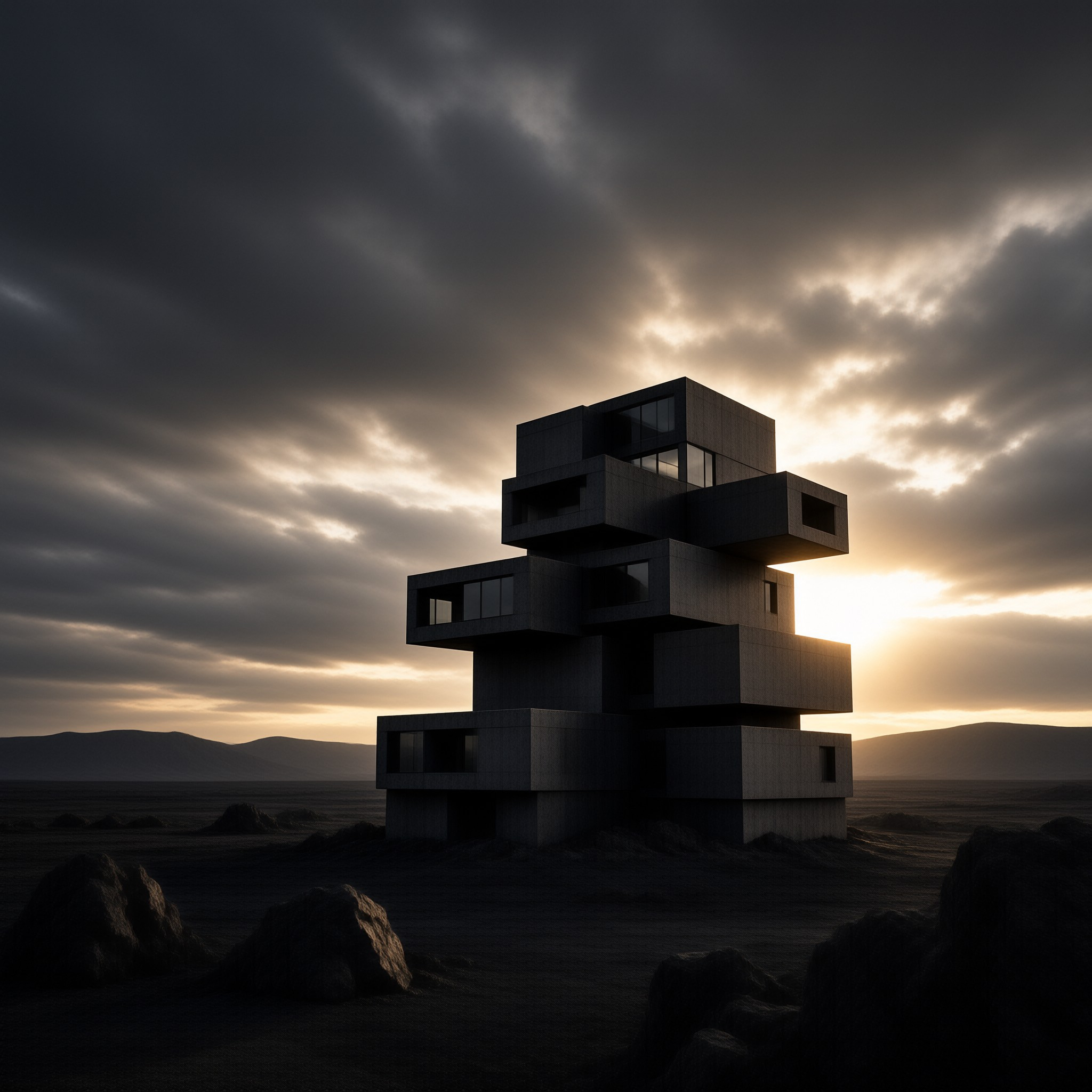 Isolated Structure at Sunset