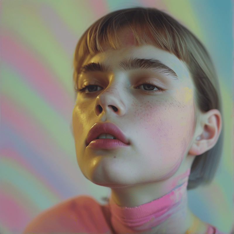 Girl with Rainbow Lighting