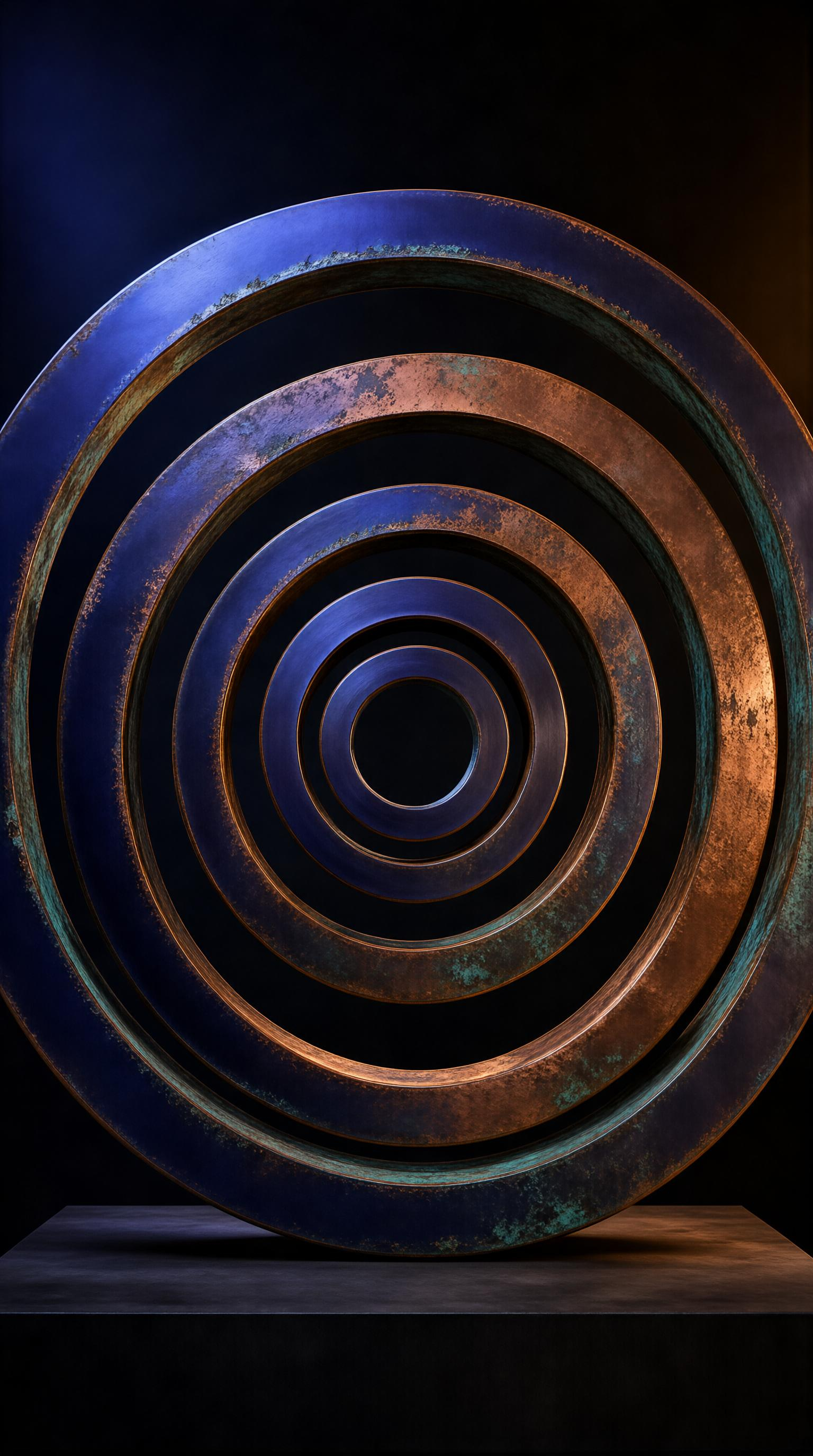 Concentric Metal Rings Sculpture