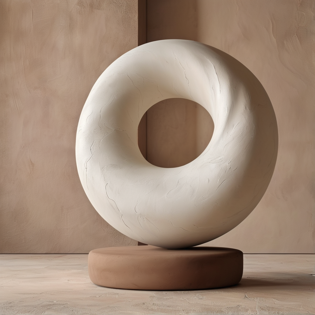 Abstract White Ring Sculpture