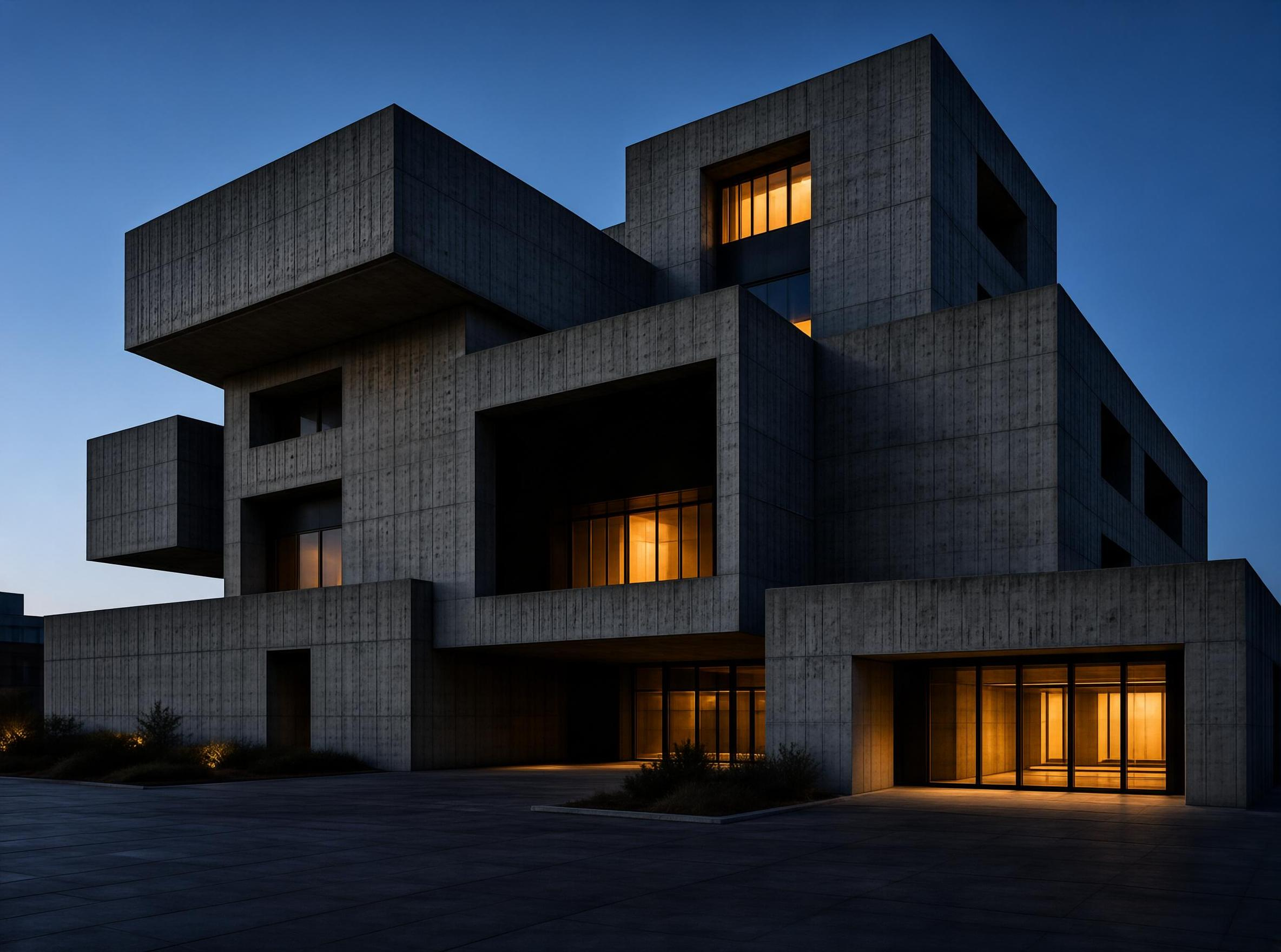Modern Concrete Architecture at Dusk