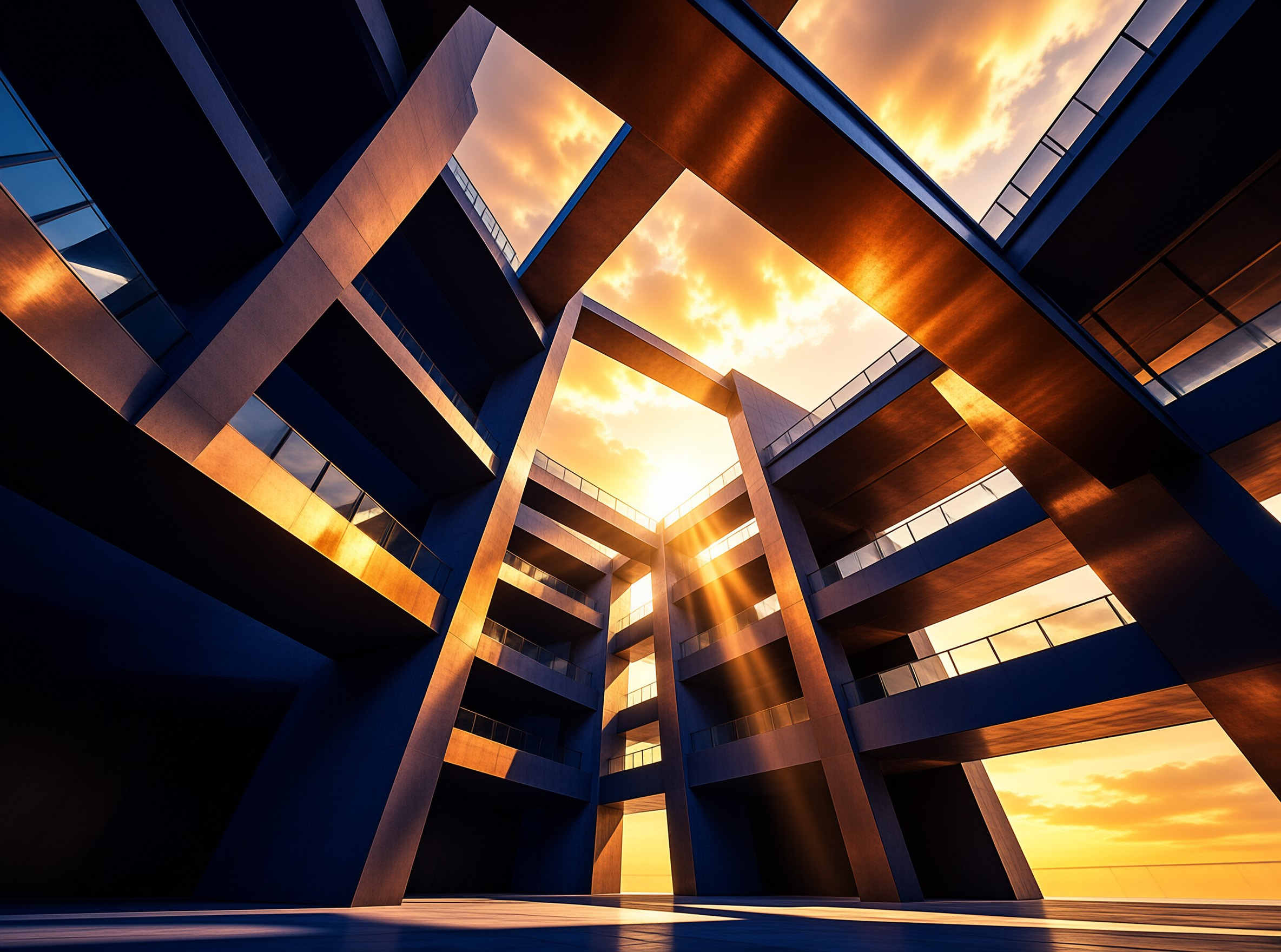 Geometric Architecture Sunset