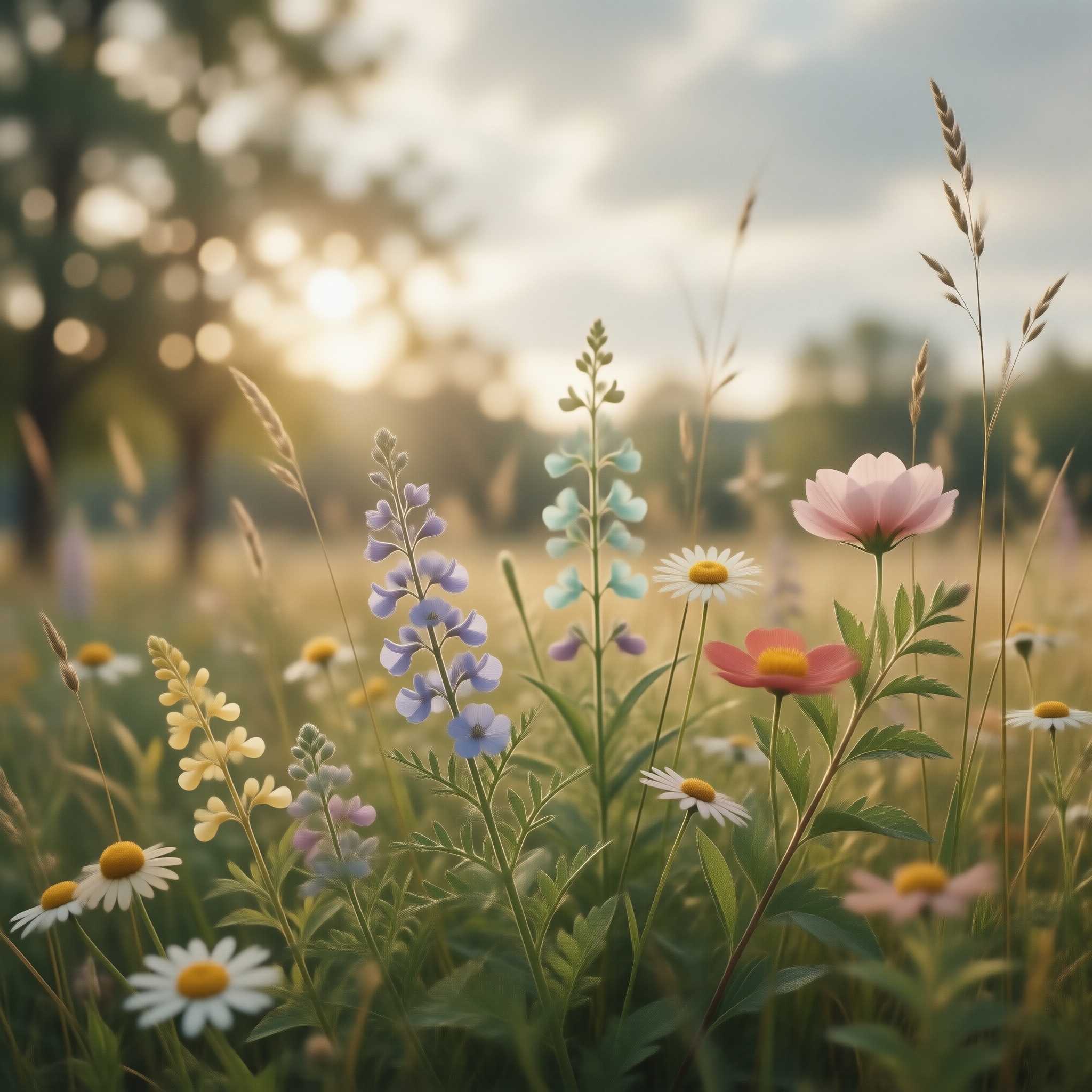 Wildflower Meadow at Sunset