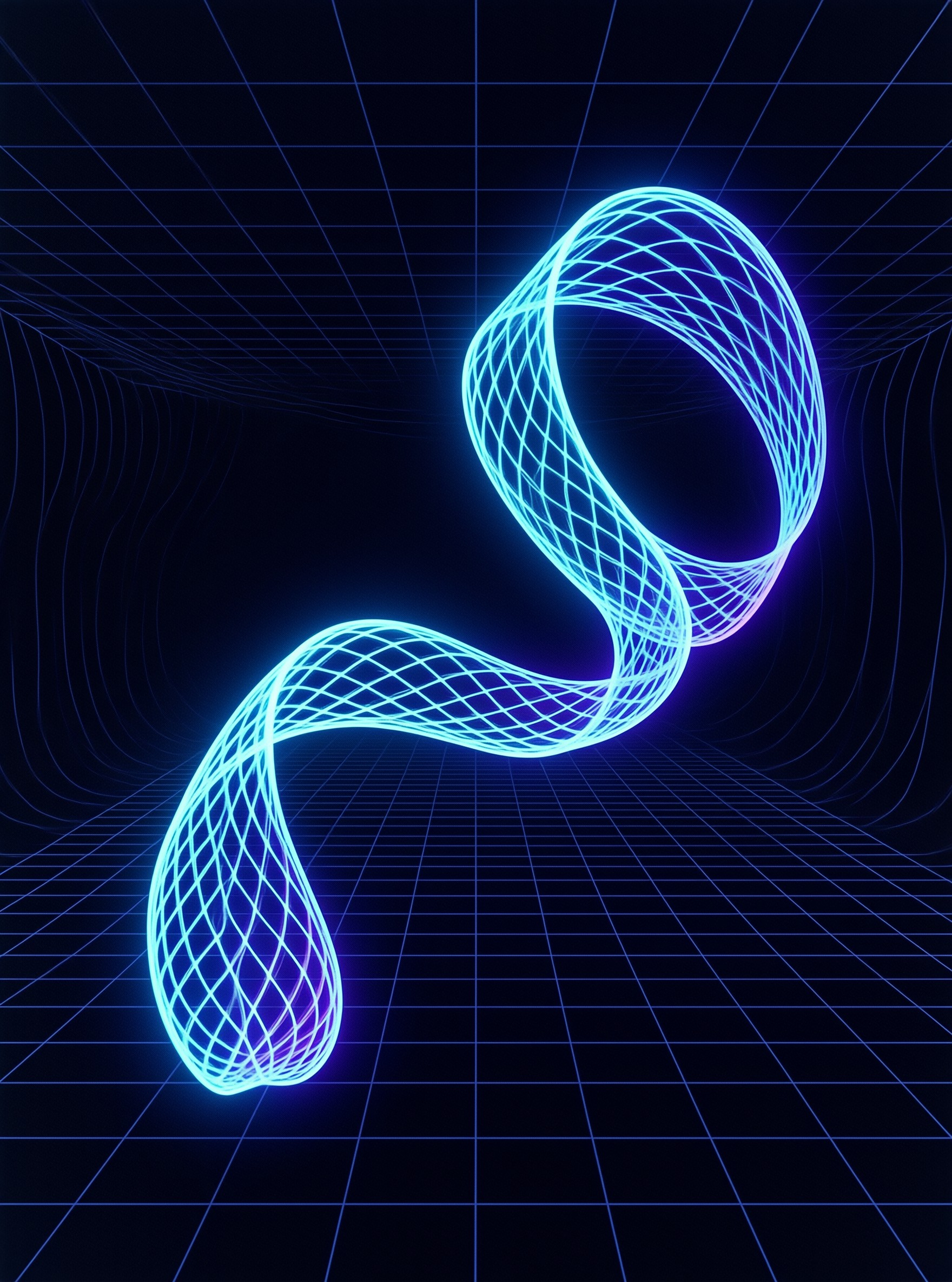 Glowing Blue Wireframe Tube