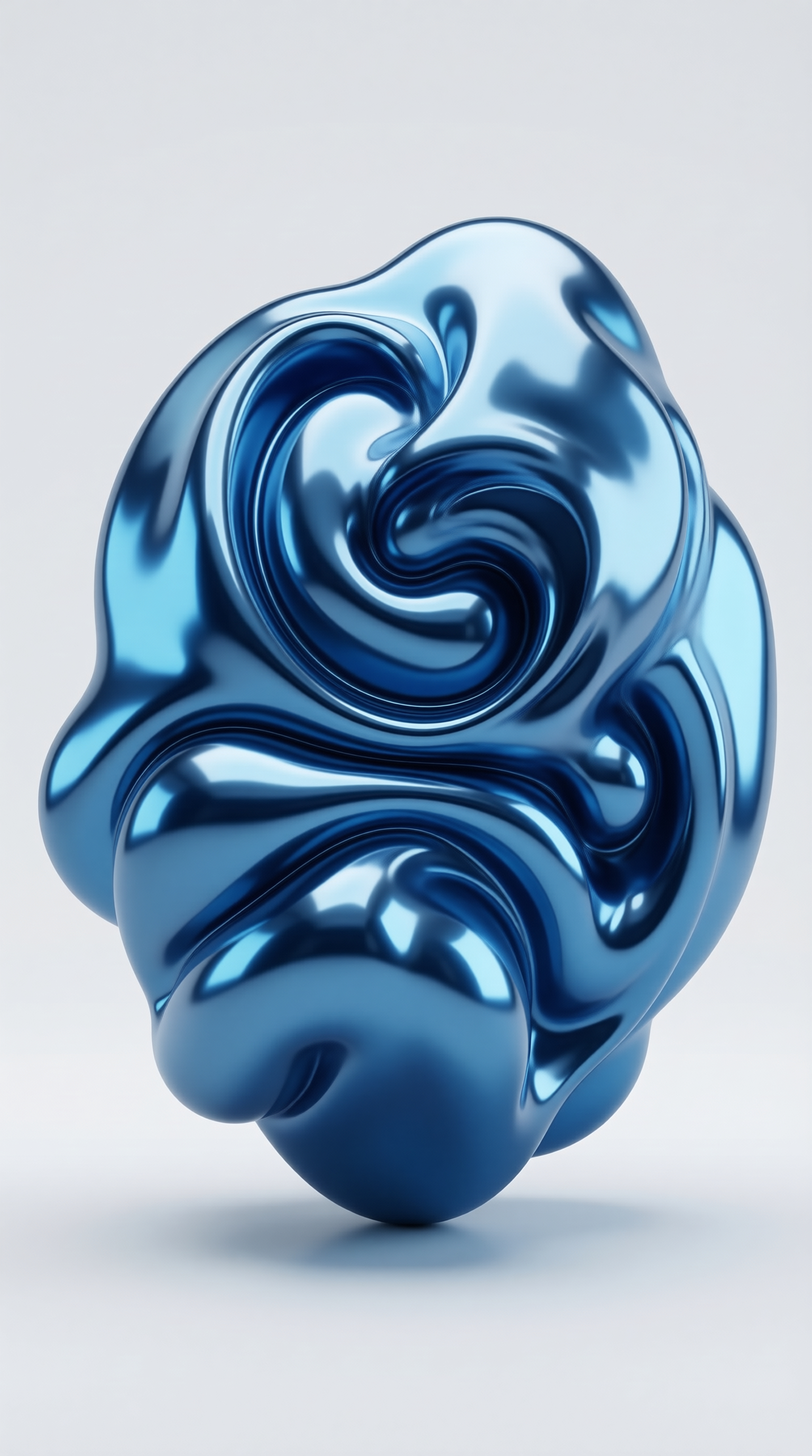 Liquid Chrome Blue Abstract Blob