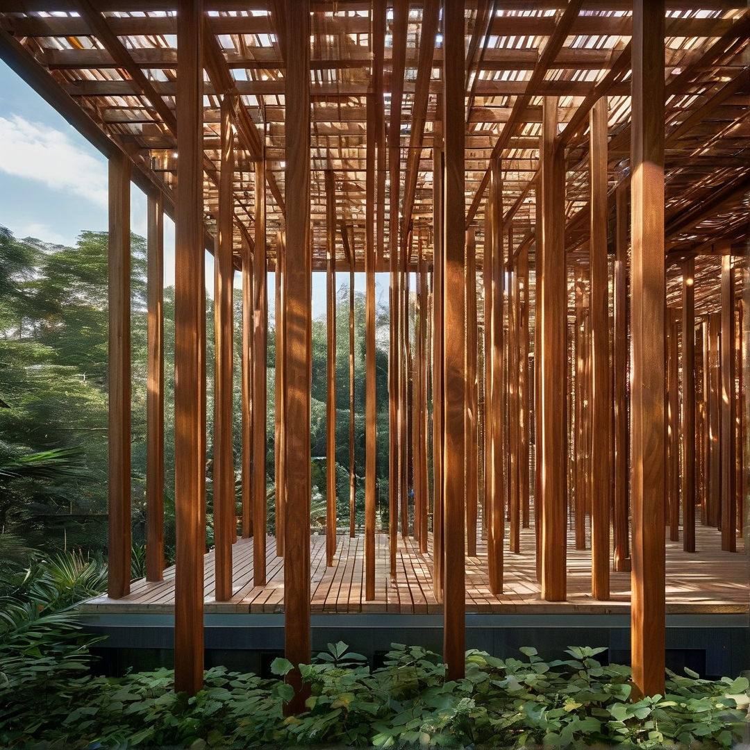 Sunlit Wooden Pergola