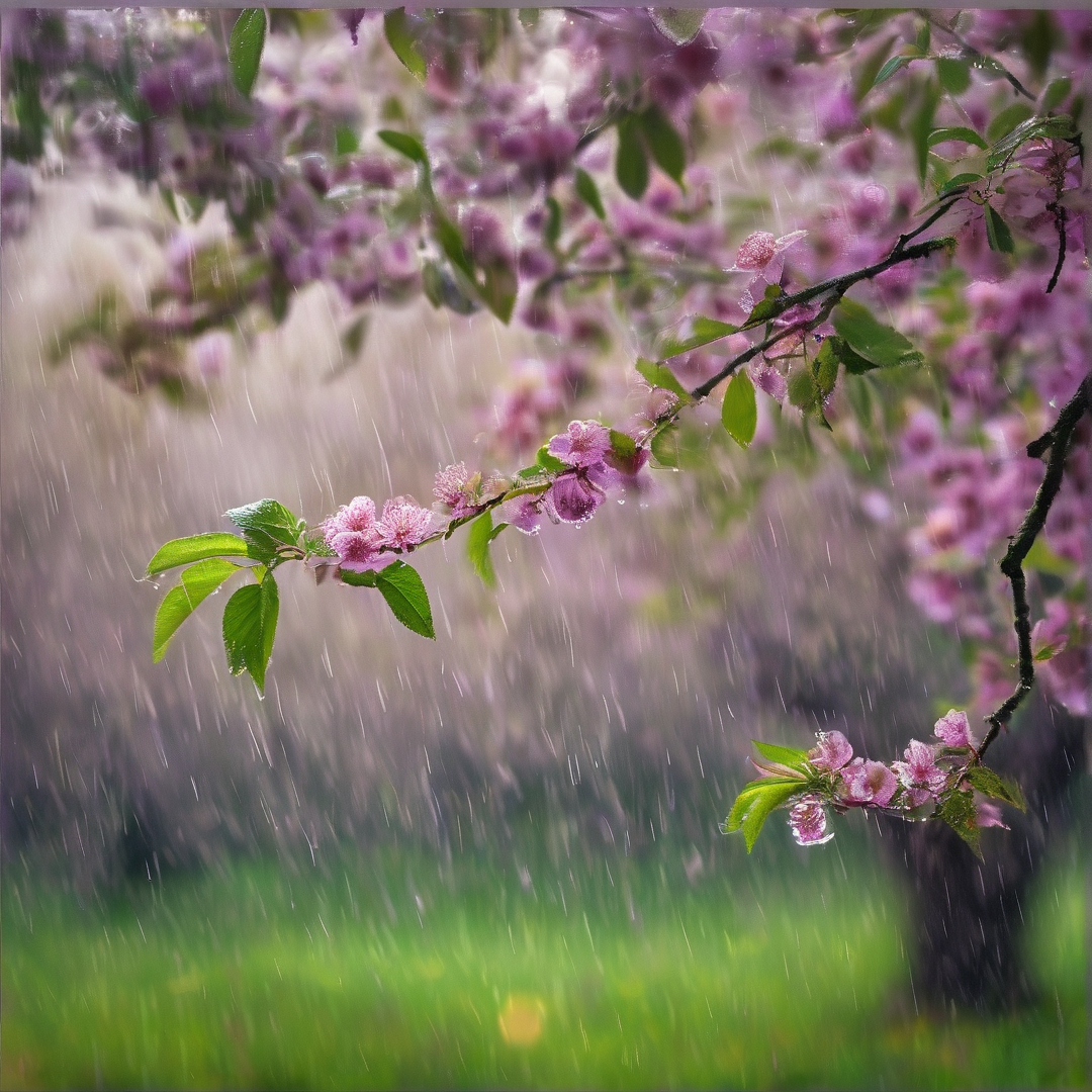 Cherry Blossoms in Rain