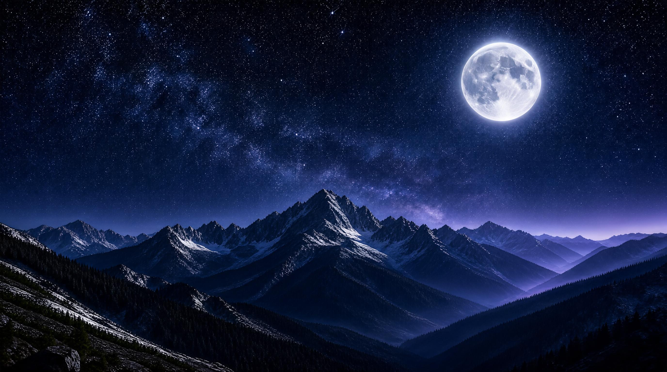 Night Sky Over Mountains