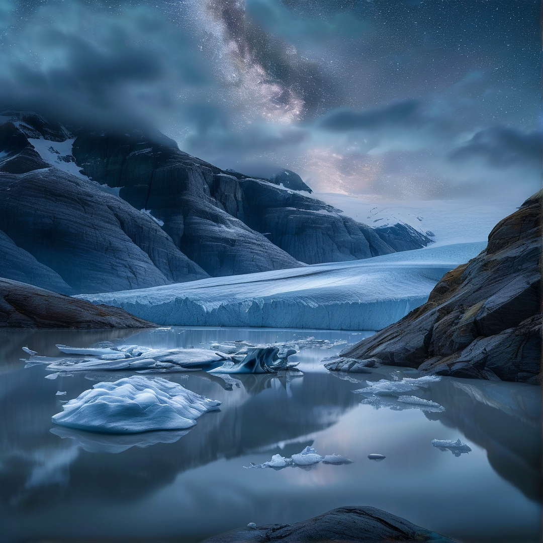 Glacier beneath the Milky Way