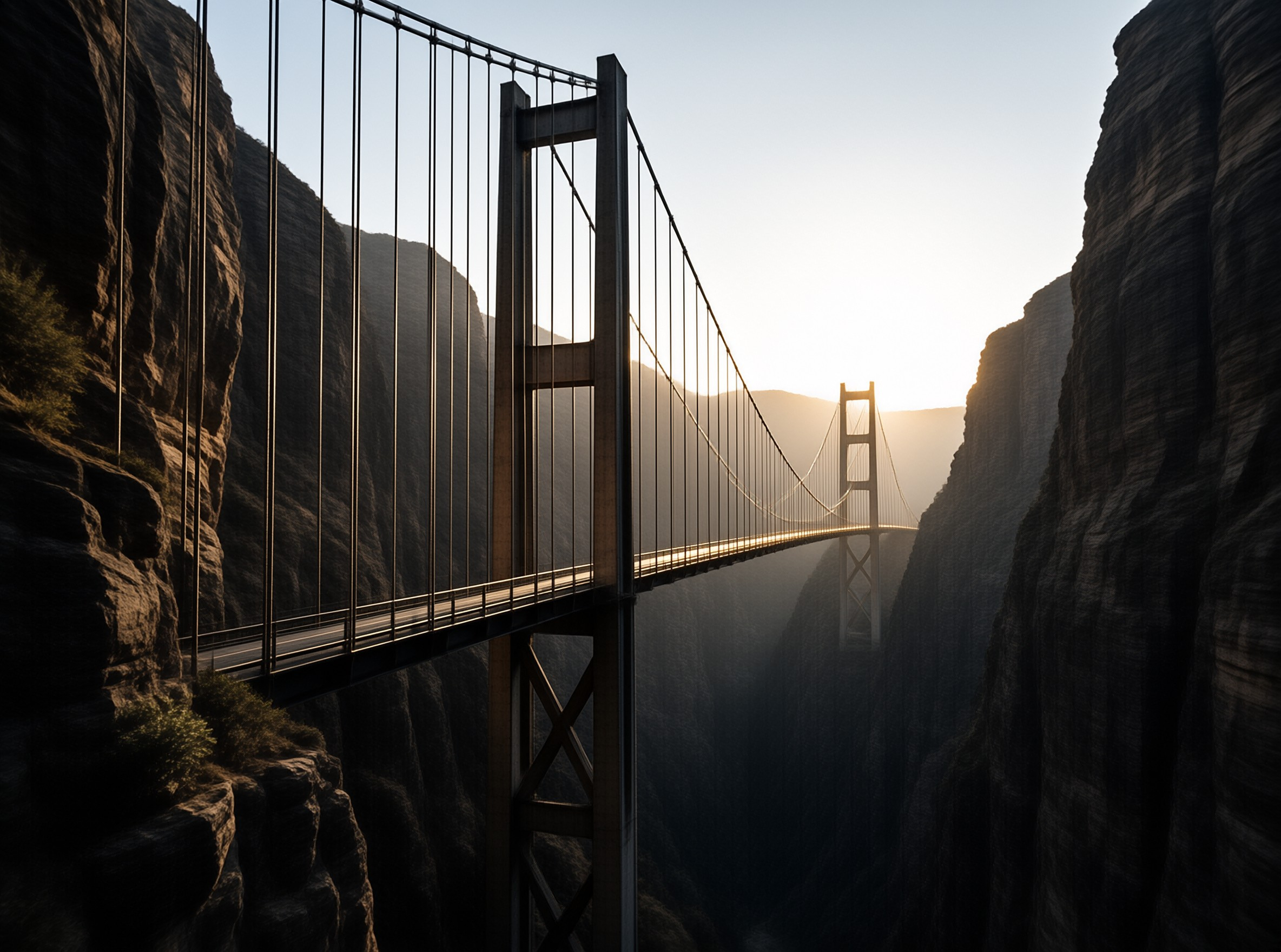 Suspension Bridge at Dawn
