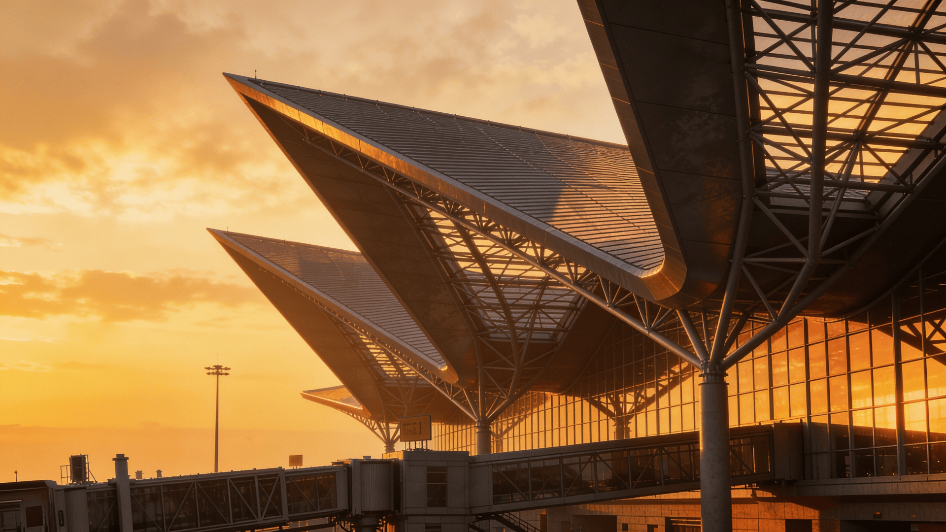 Terminal with Steel Frame — Golden Sunset
