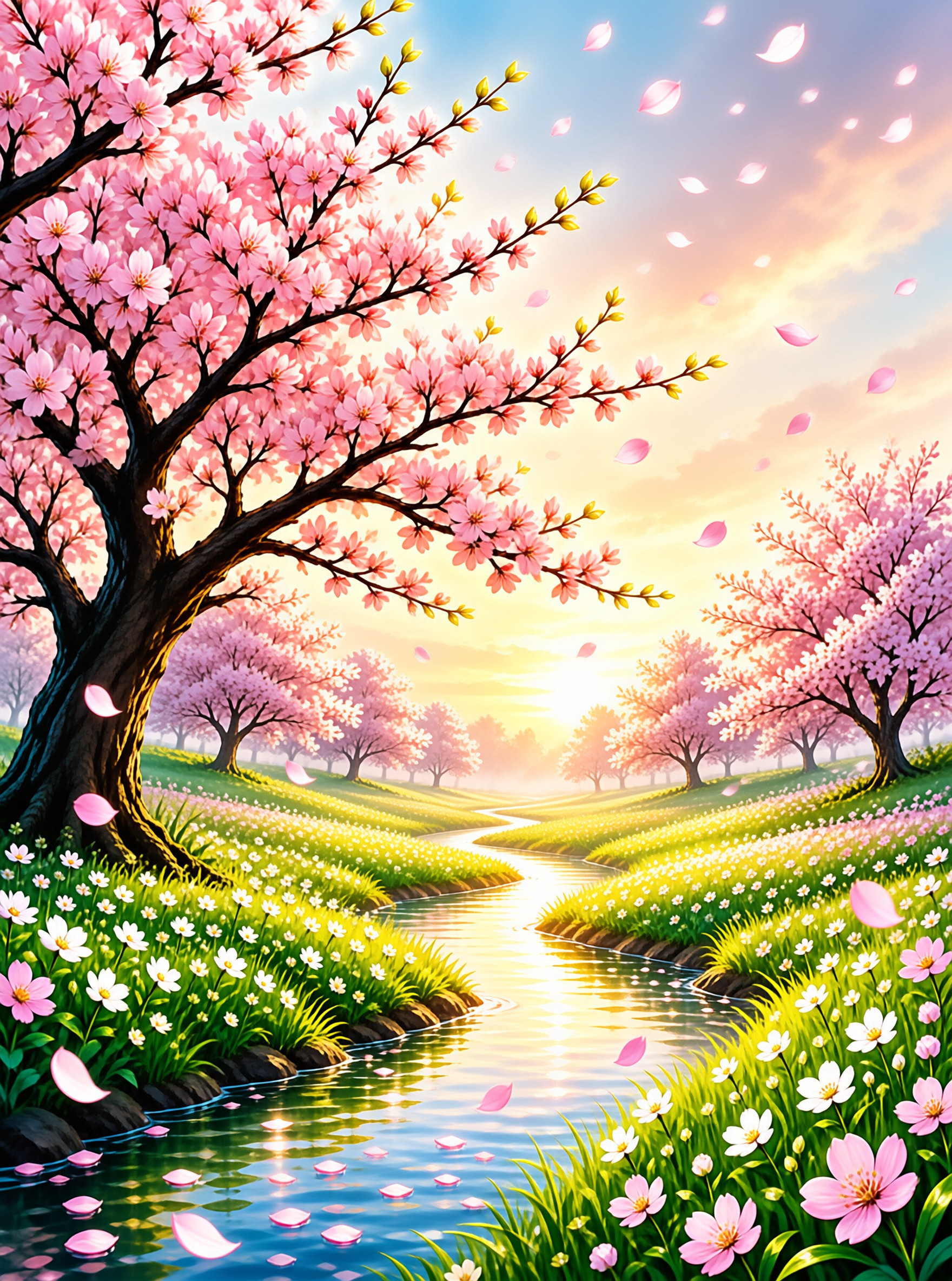 Pink Sakura Spring Landscape