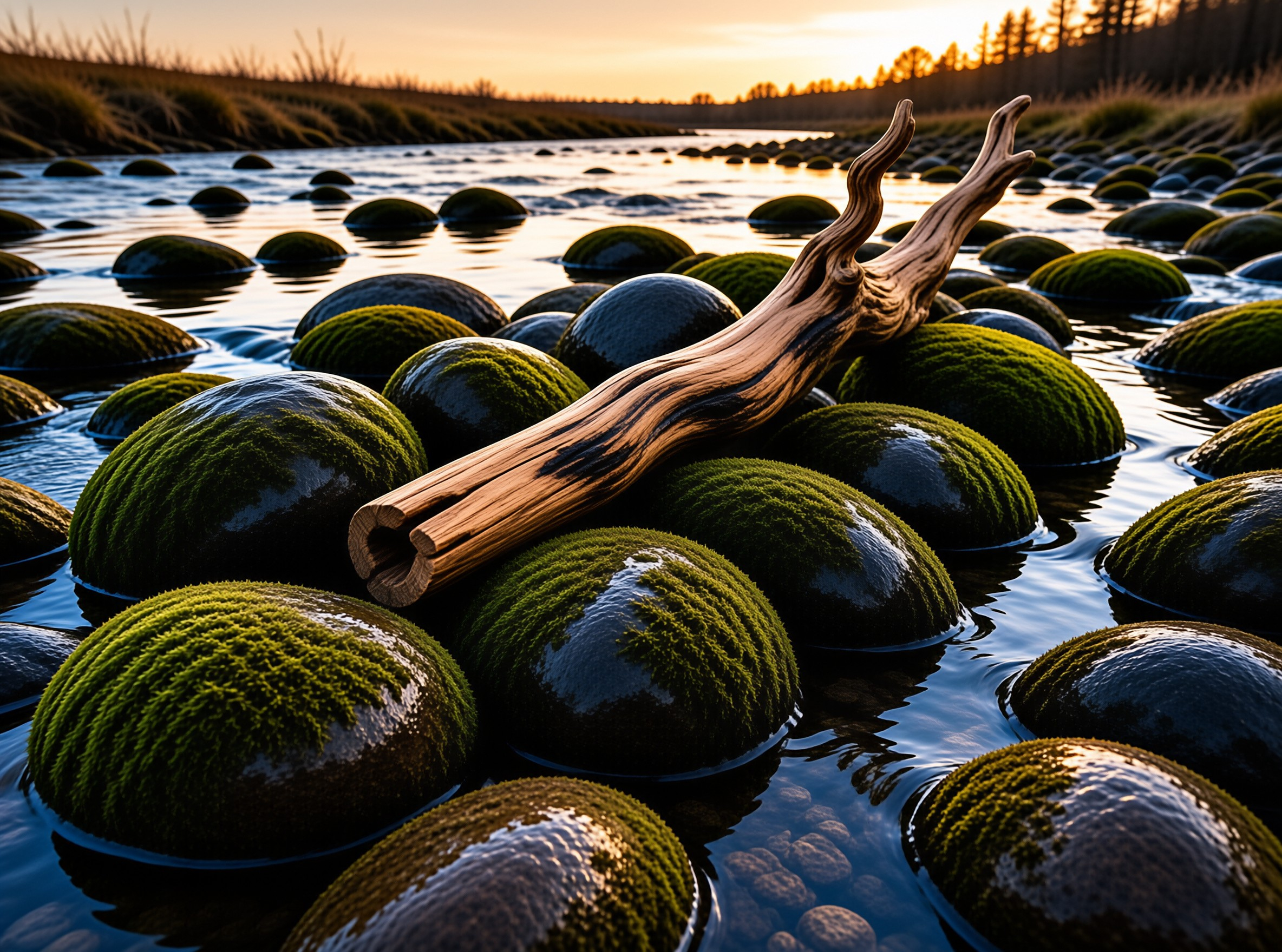 Mossy Stones and Driftwood