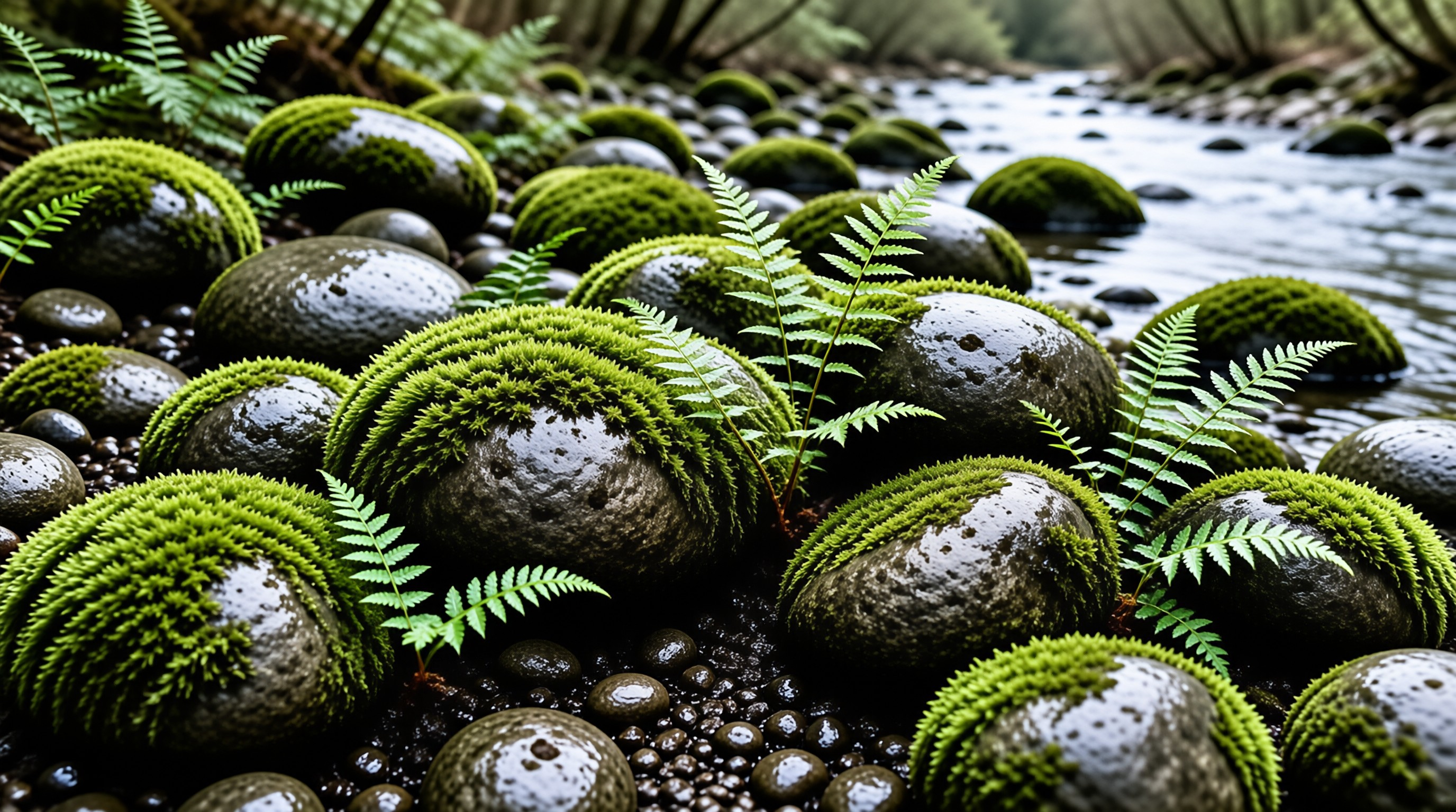 Mossy Rocks in a Stream