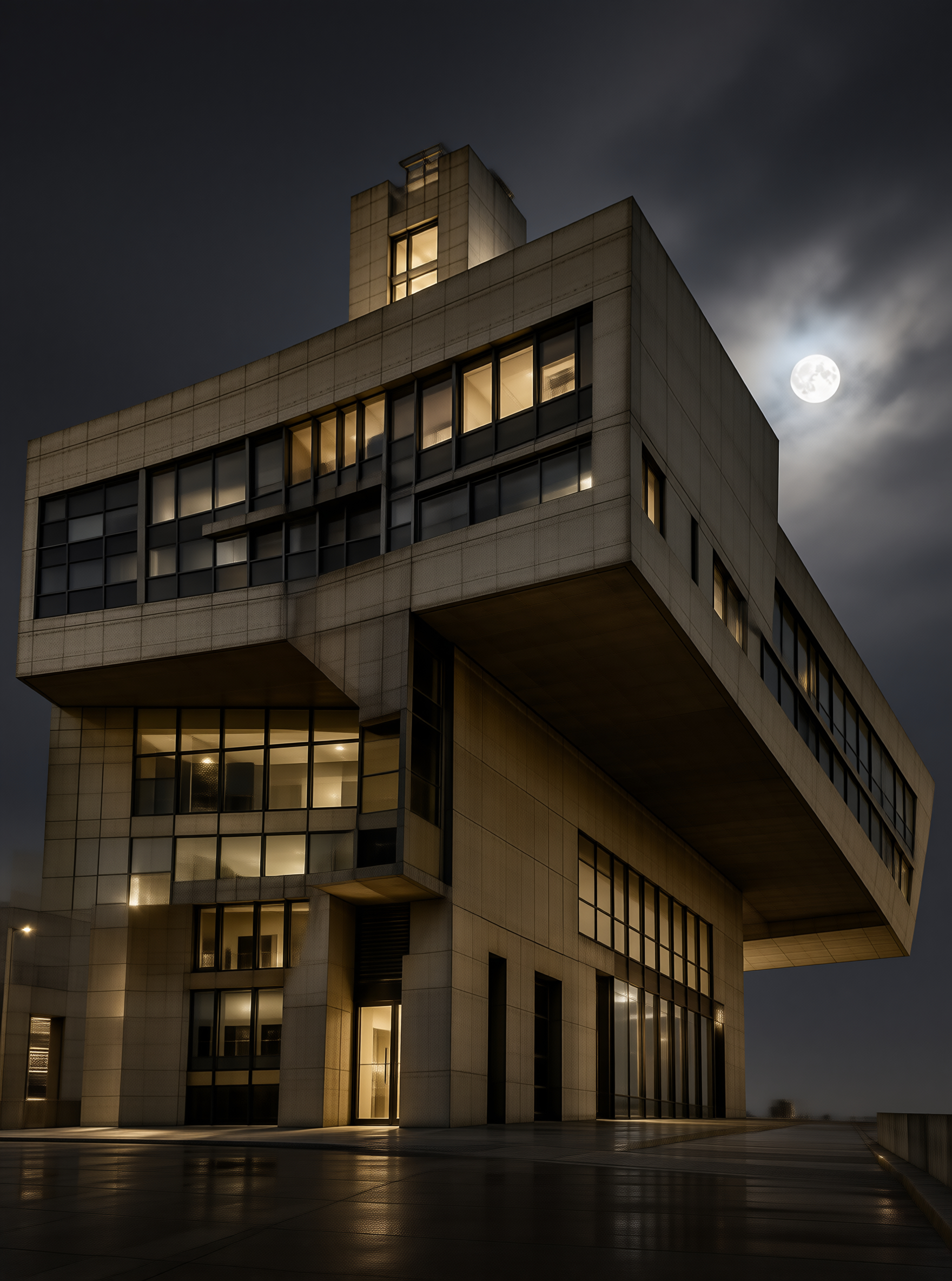 Modern Building at Night