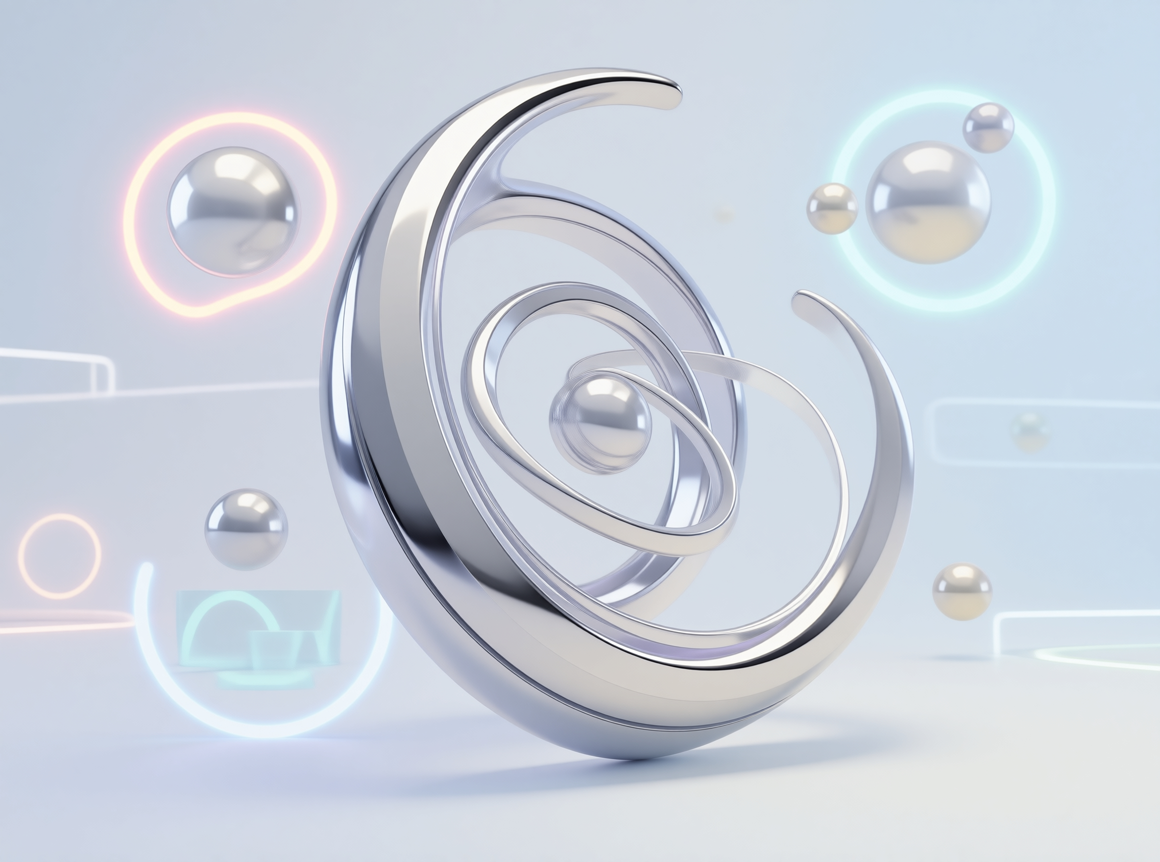 Abstract Silver Spiral 3D Render