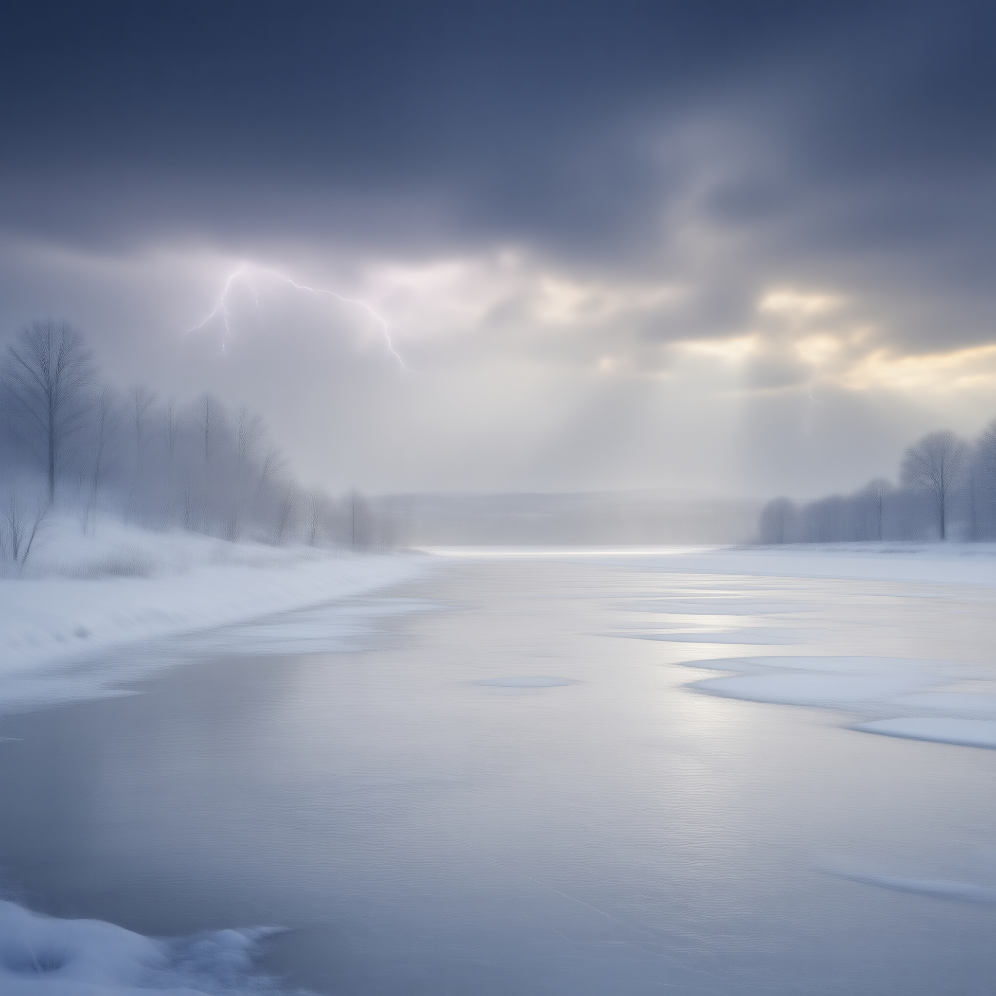 Frozen River Winter Storm