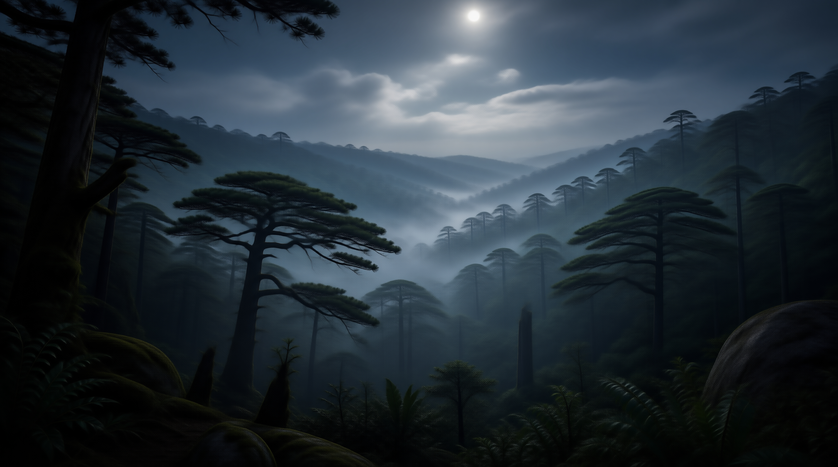 Moonlit Misty Forest