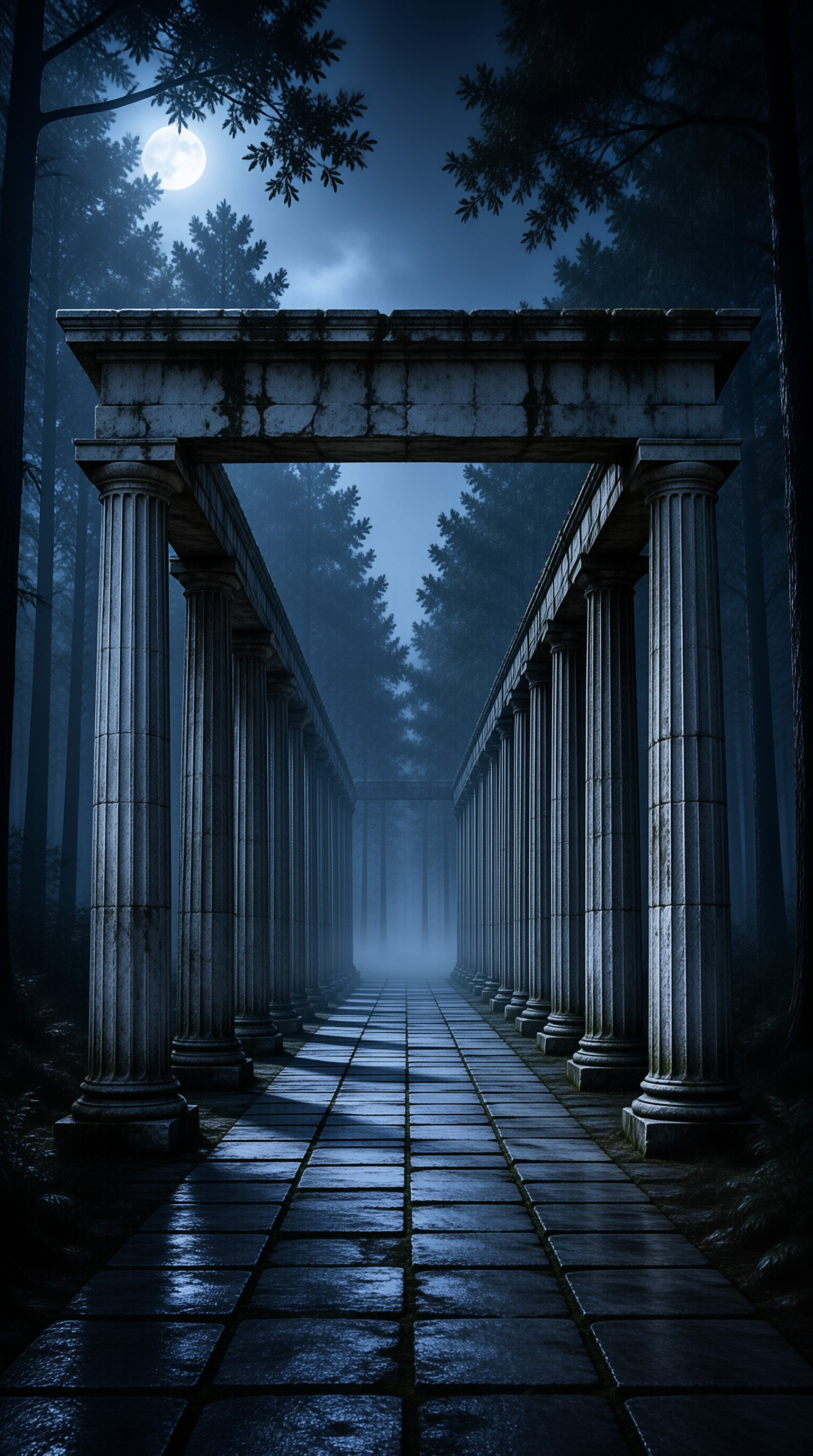 Moonlit Ancient Colonnade