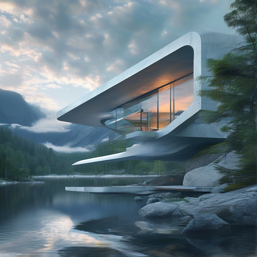 Futuristic Lake House