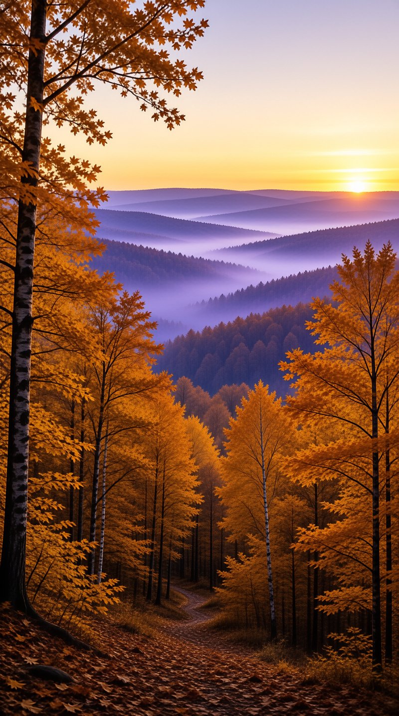 Autumn Forest at Sunset