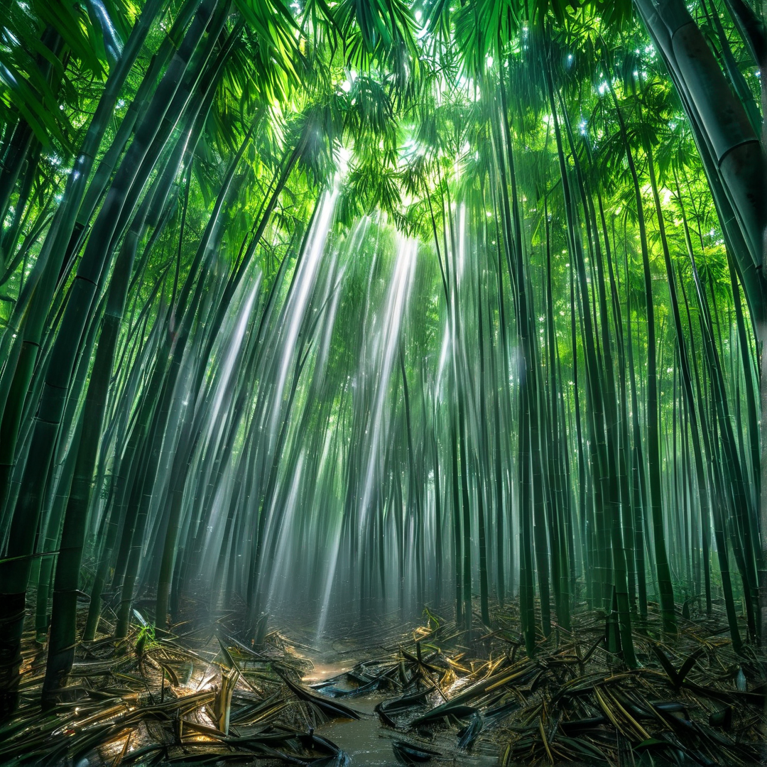 Sunbeams in Bamboo Forest