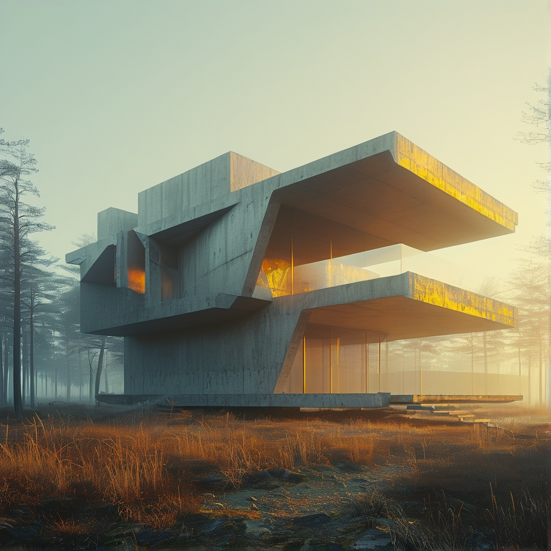 Sunlit Brutalist House
