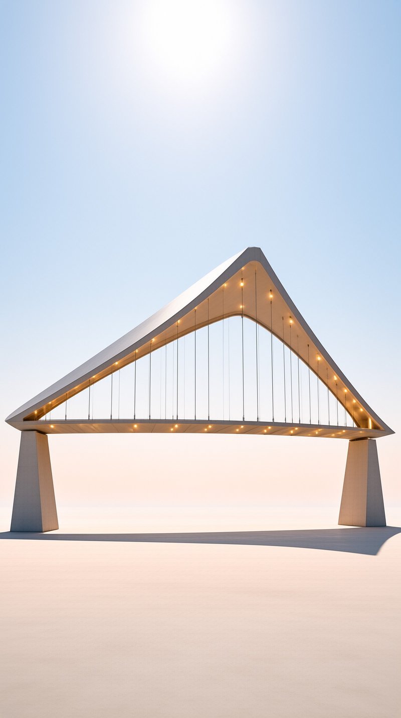Cable-Stayed Pavilion Bridge in Minimal Desert
