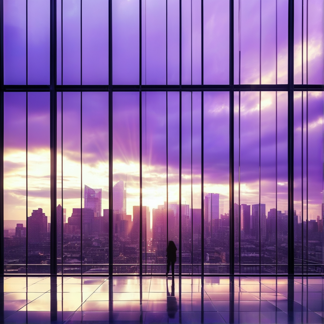 Purple Sunset Cityscape